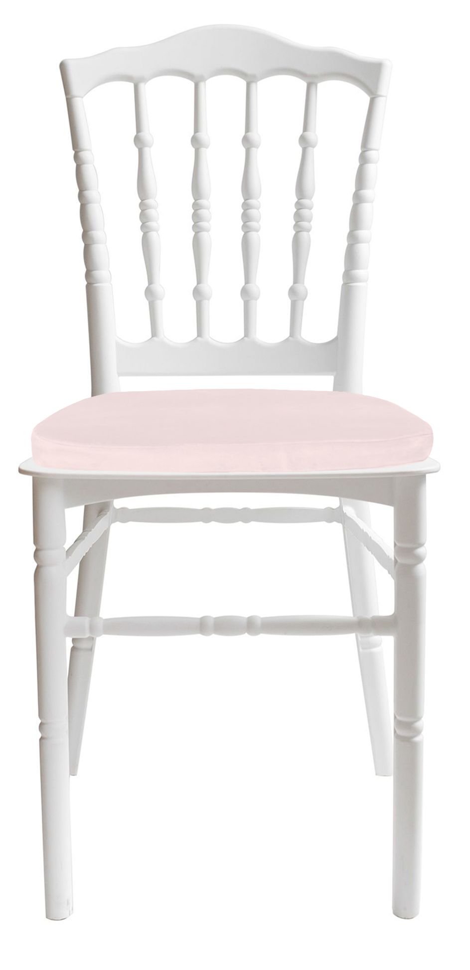 Стул белый УНИСОН с жемчужно-розовой бархатной подушкой #303