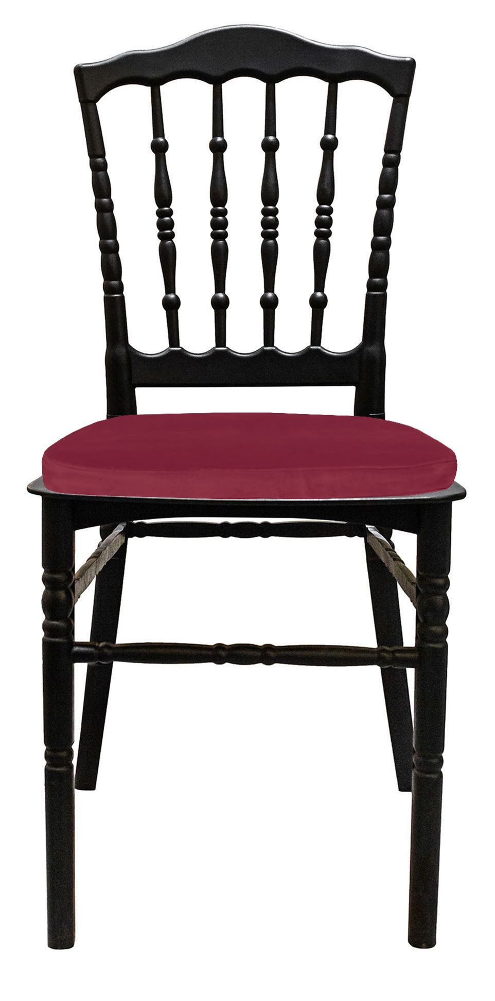 Стул черный УНИСОН с бордовой бархатной подушкой #427