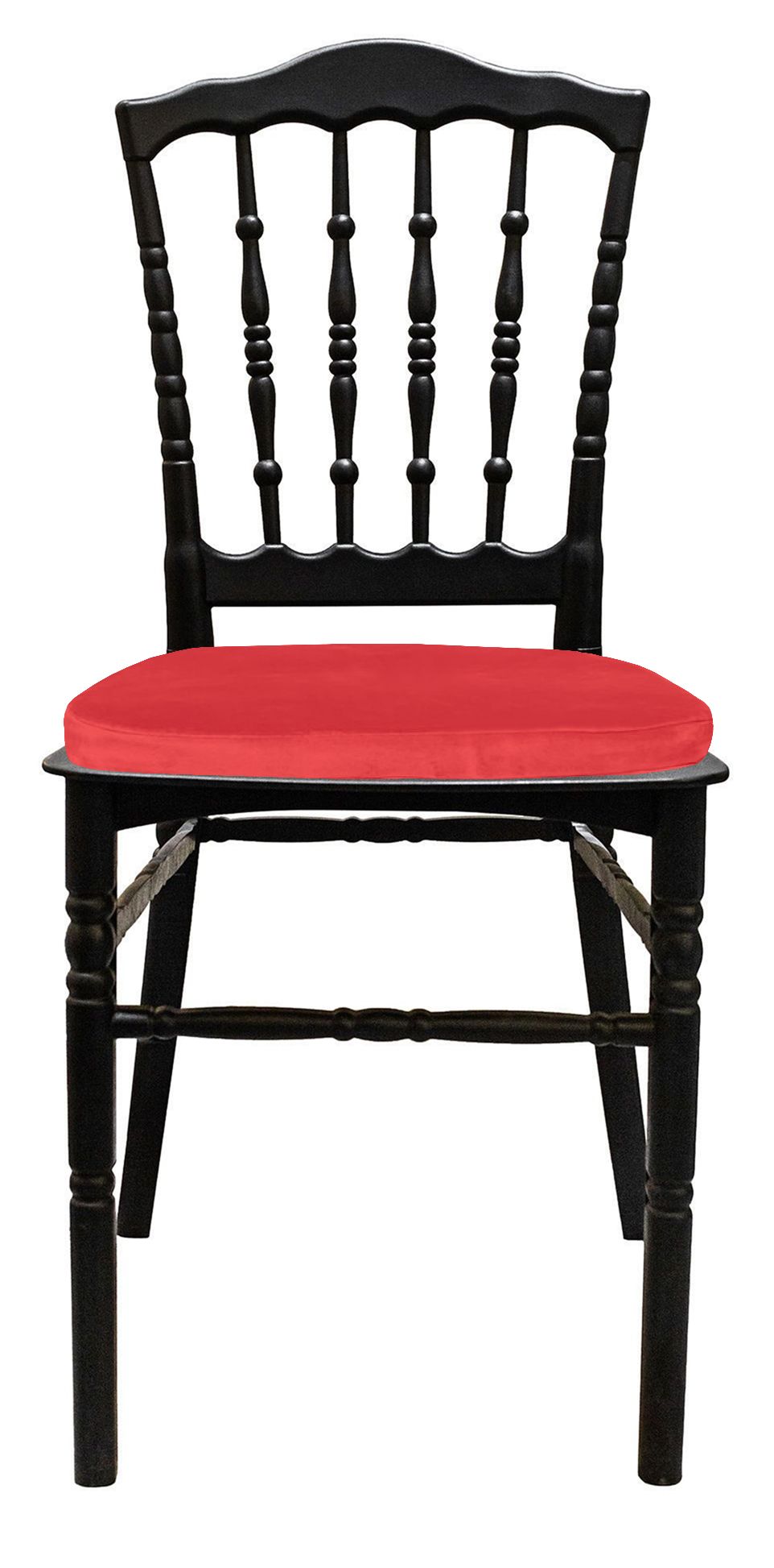 Стул черный УНИСОН с красной бархатной подушкой #323