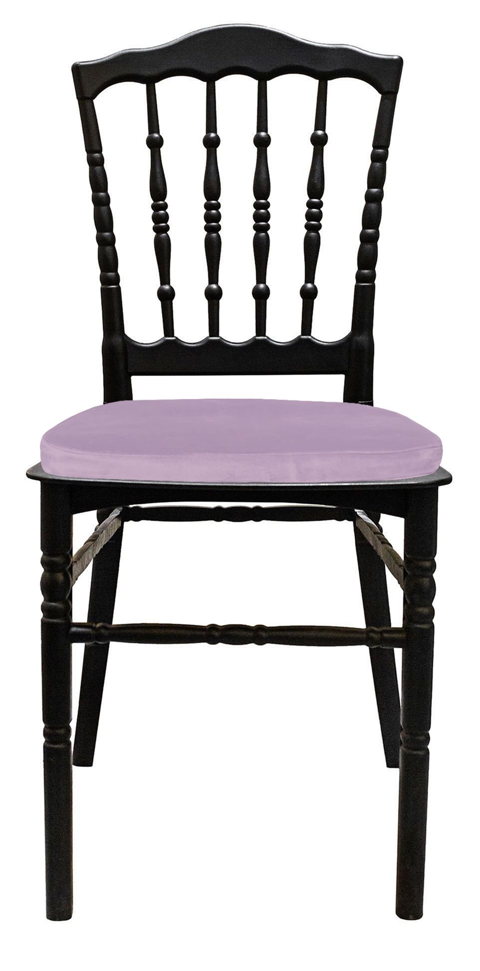 Стул черный УНИСОН с лиловой бархатной подушкой #425/426