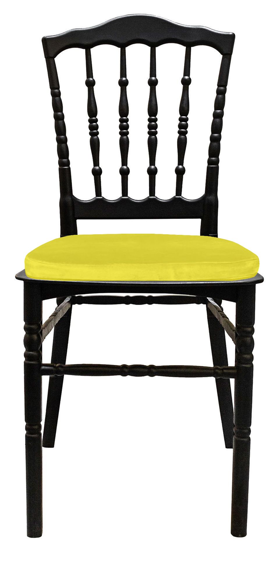 Стул черный УНИСОН с лимонной бархатной подушкой #314
