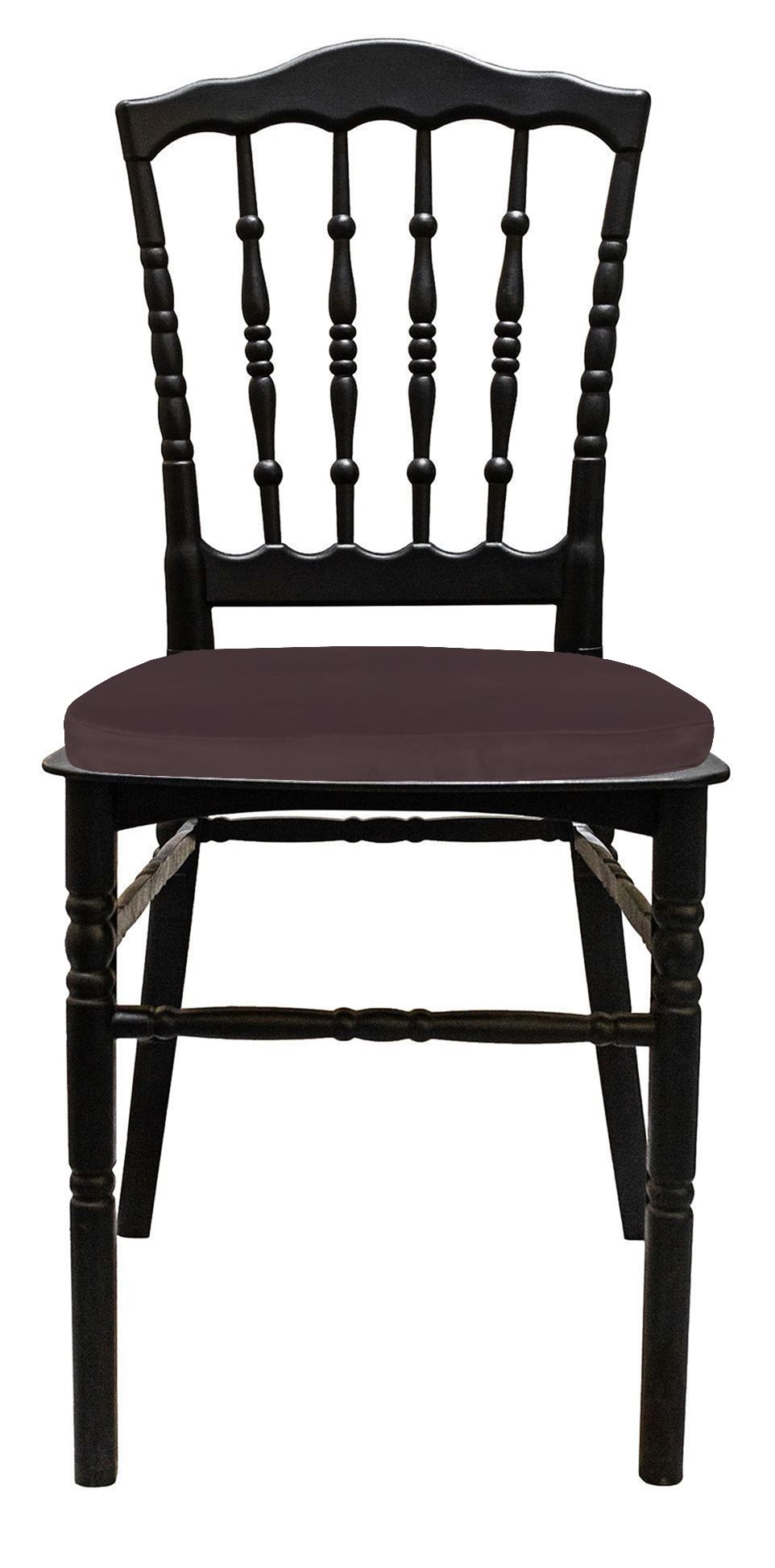 Стул черный УНИСОН с шоколадной бархатной подушкой #333/329