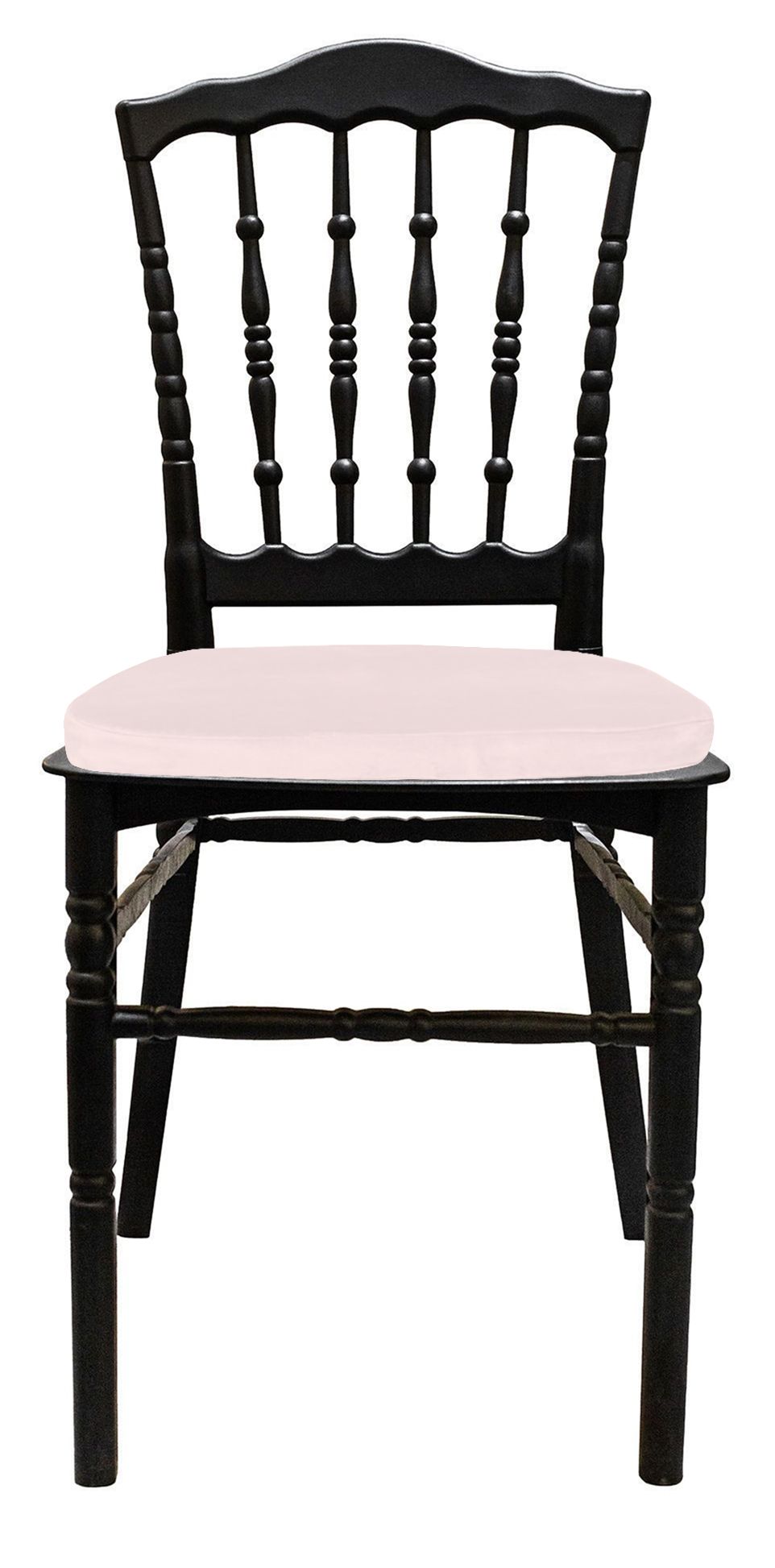 Стул черный УНИСОН с жемчужно-розовой бархатной подушкой #303