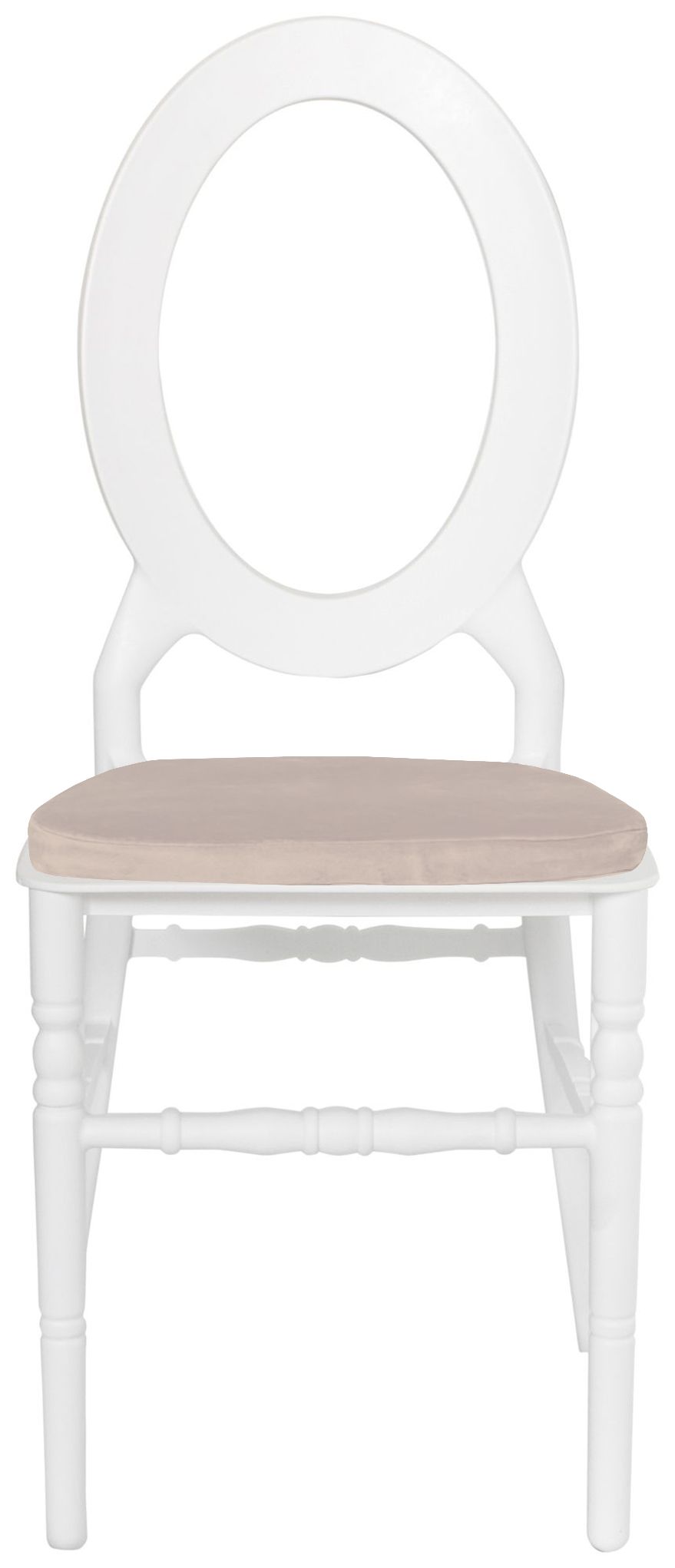 Стул ДОМИНГО белый с бежевой бархатной подушкой #403