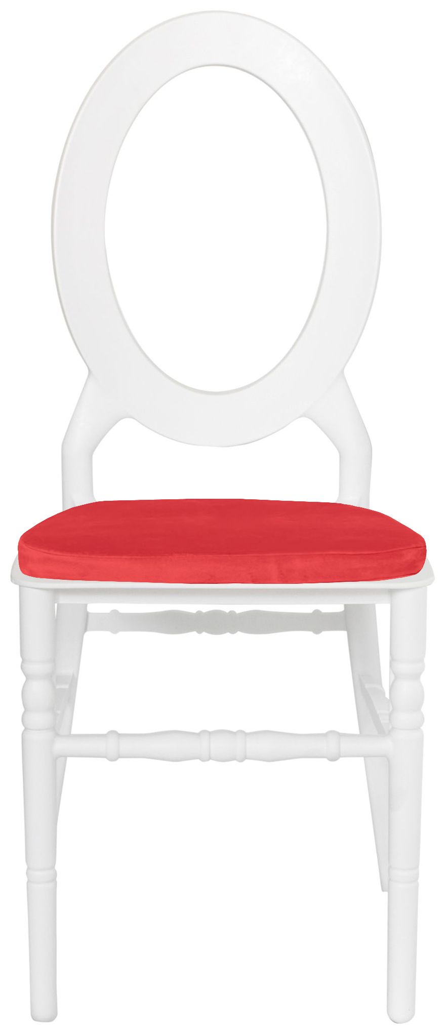 Стул ДОМИНГО белый с красной бархатной подушкой #323