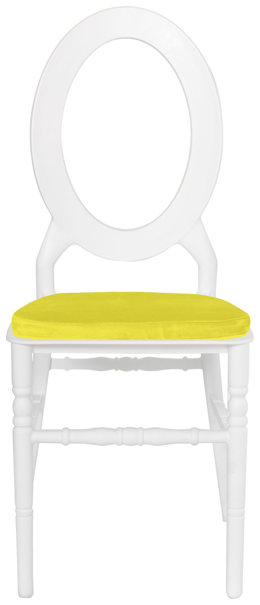 Стул ДОМИНГО белый с лимонной бархатной подушкой #314
