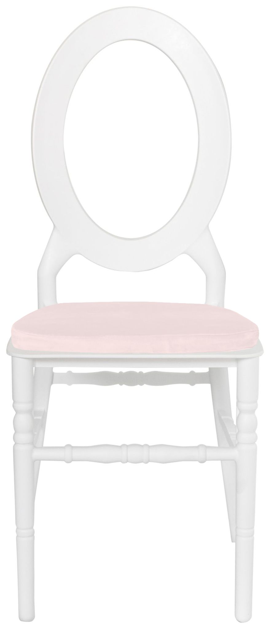 Стул ДОМИНГО белый с жемчужно-розовой бархатной подушкой #303
