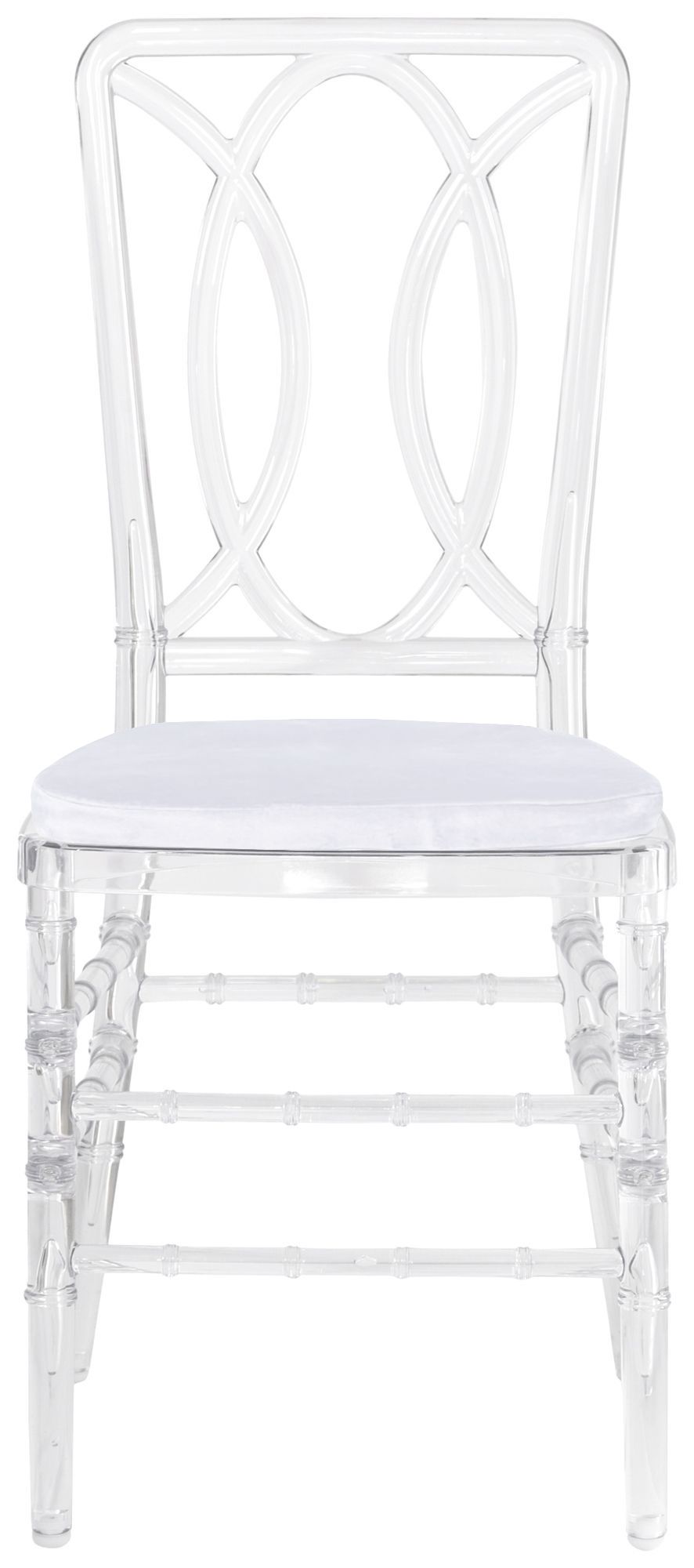 Стул ХЭМПСОН прозрачный с белой бархатной подушкой #301