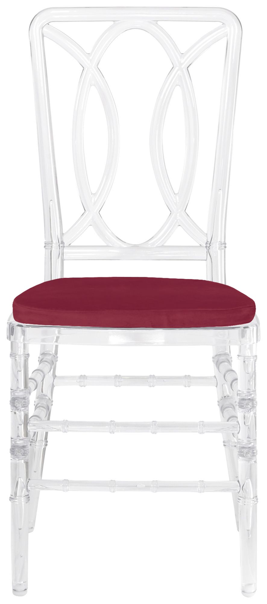 Стул ХЭМПСОН прозрачный с бордовой бархатной подушкой #427