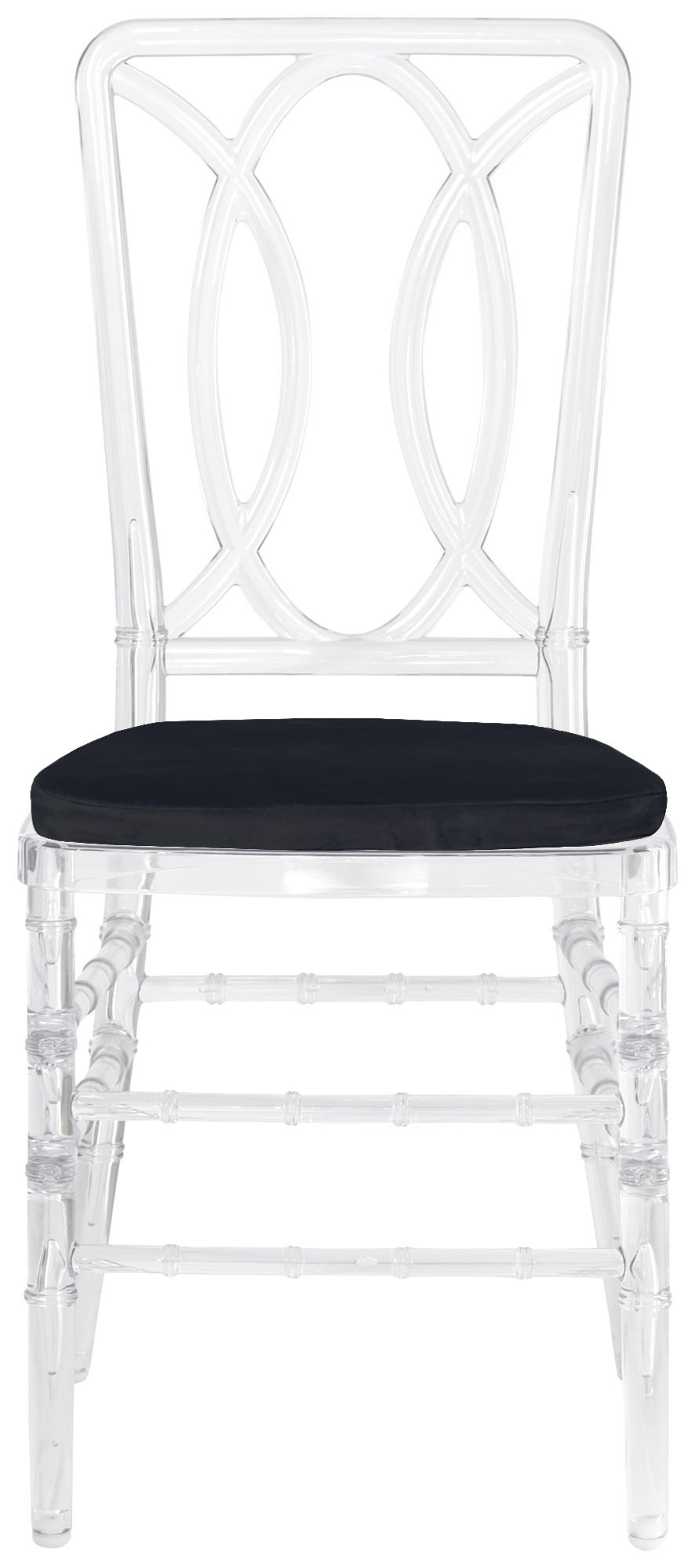 Стул ХЭМПСОН прозрачный с черной бархатной подушкой #330