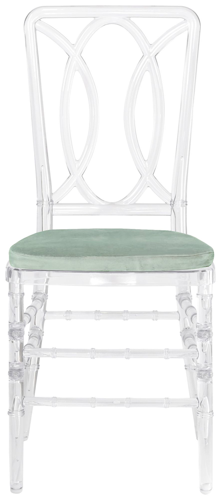 Стул ХЭМПСОН прозрачный с эвкалиптовой бархатной подушкой #312