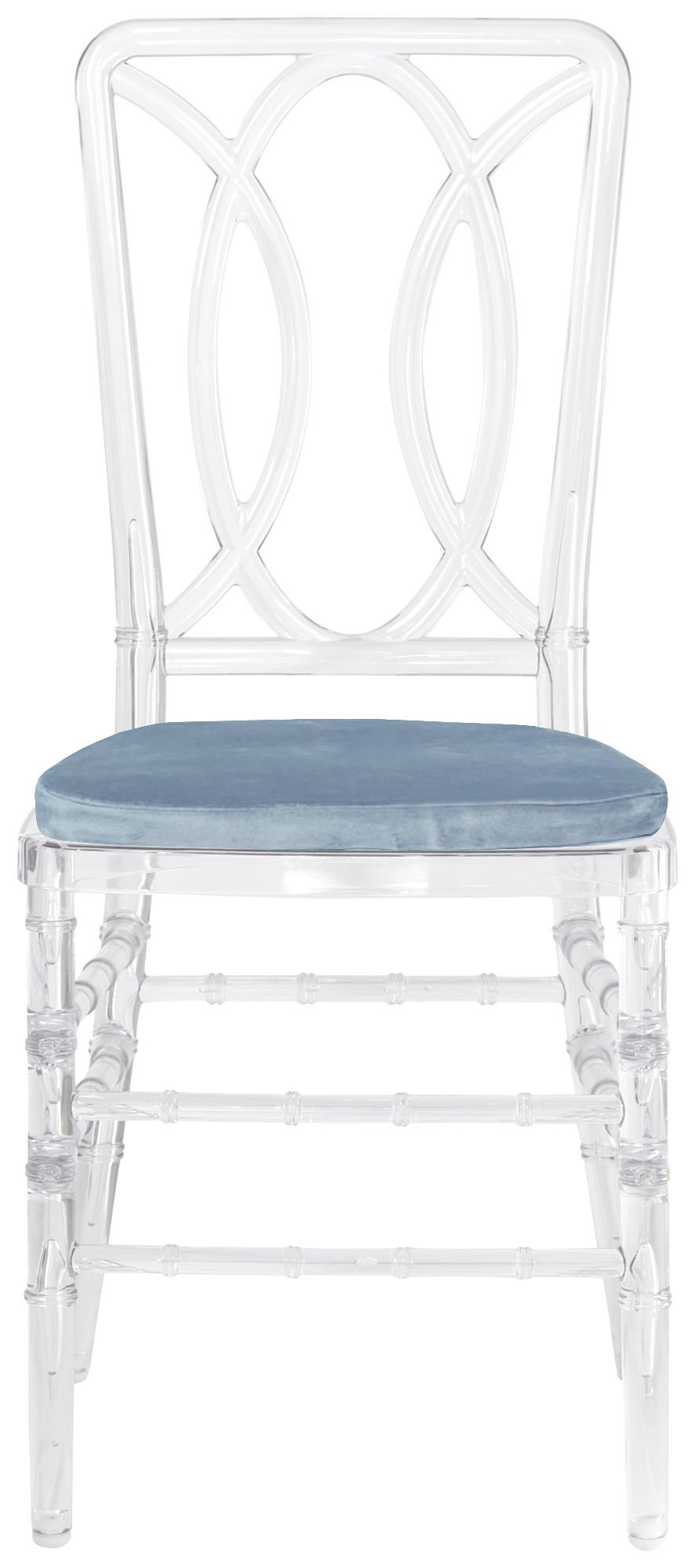Стул ХЭМПСОН прозрачный с серо-голубой бархатной подушкой #307