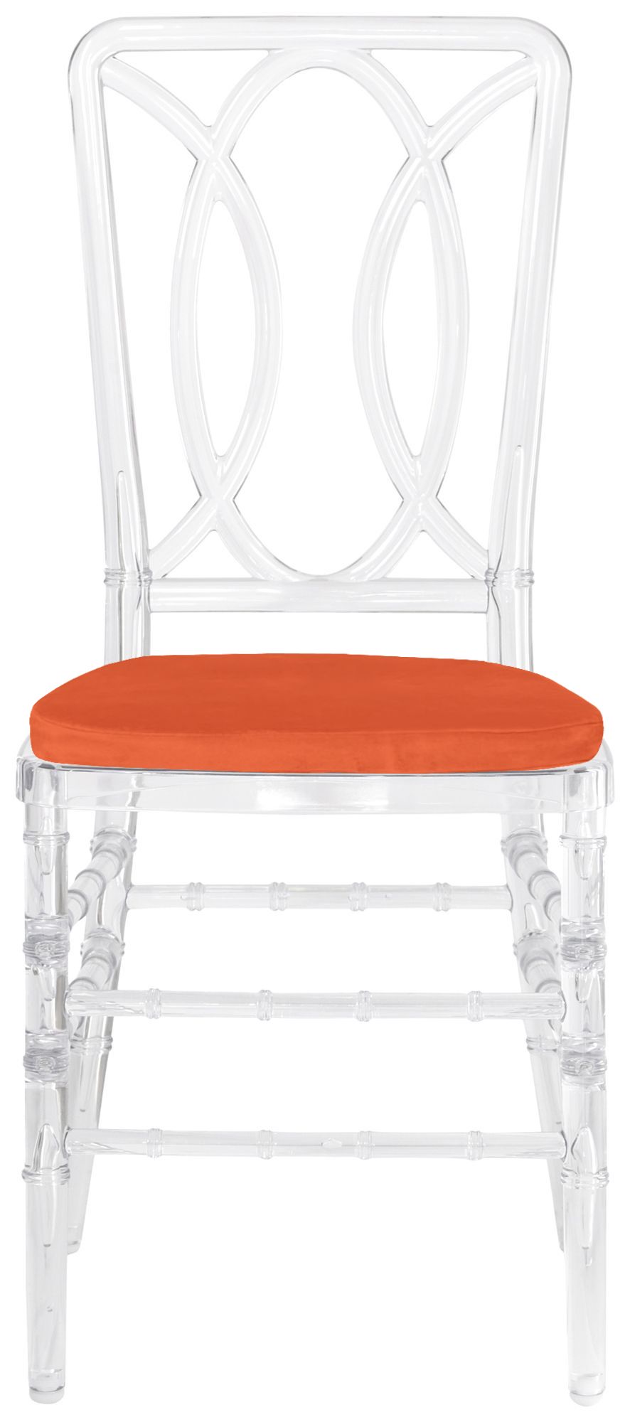 Стул ХЭМПСОН прозрачный с тыквенной бархатной подушкой #320
