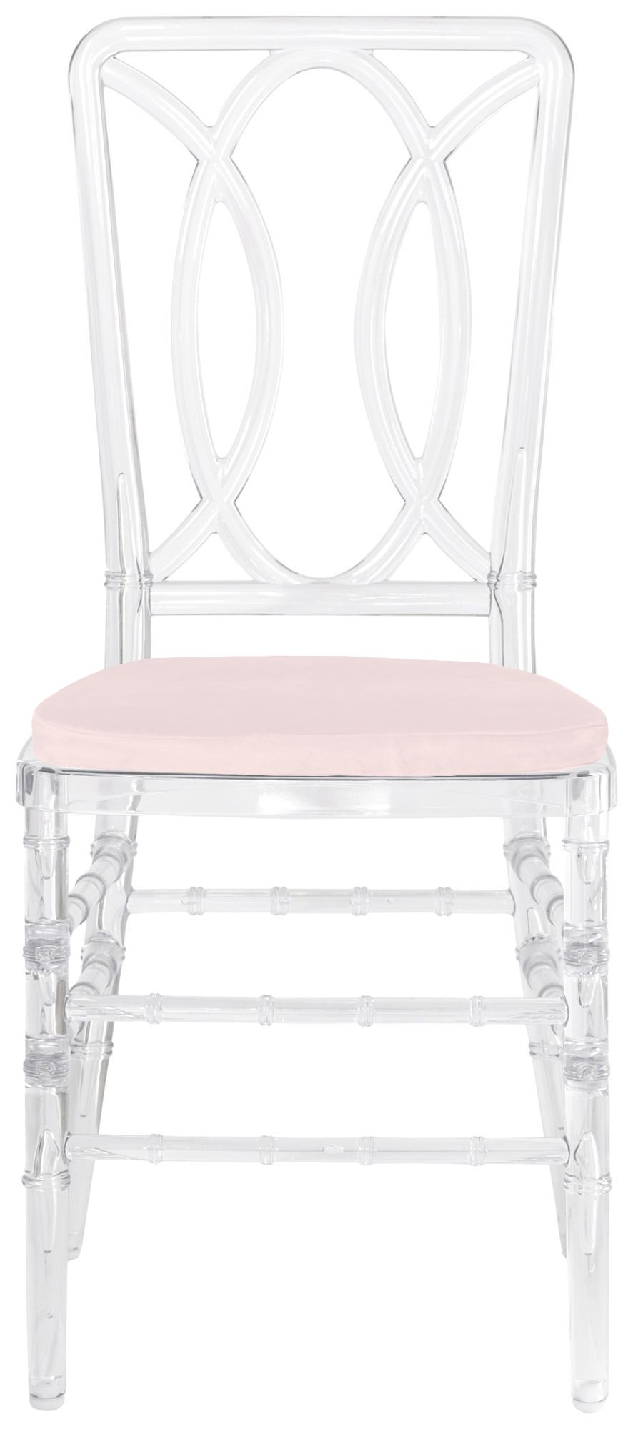 Стул ХЭМПСОН прозрачный с жемчужно-розовой бархатной подушкой #303