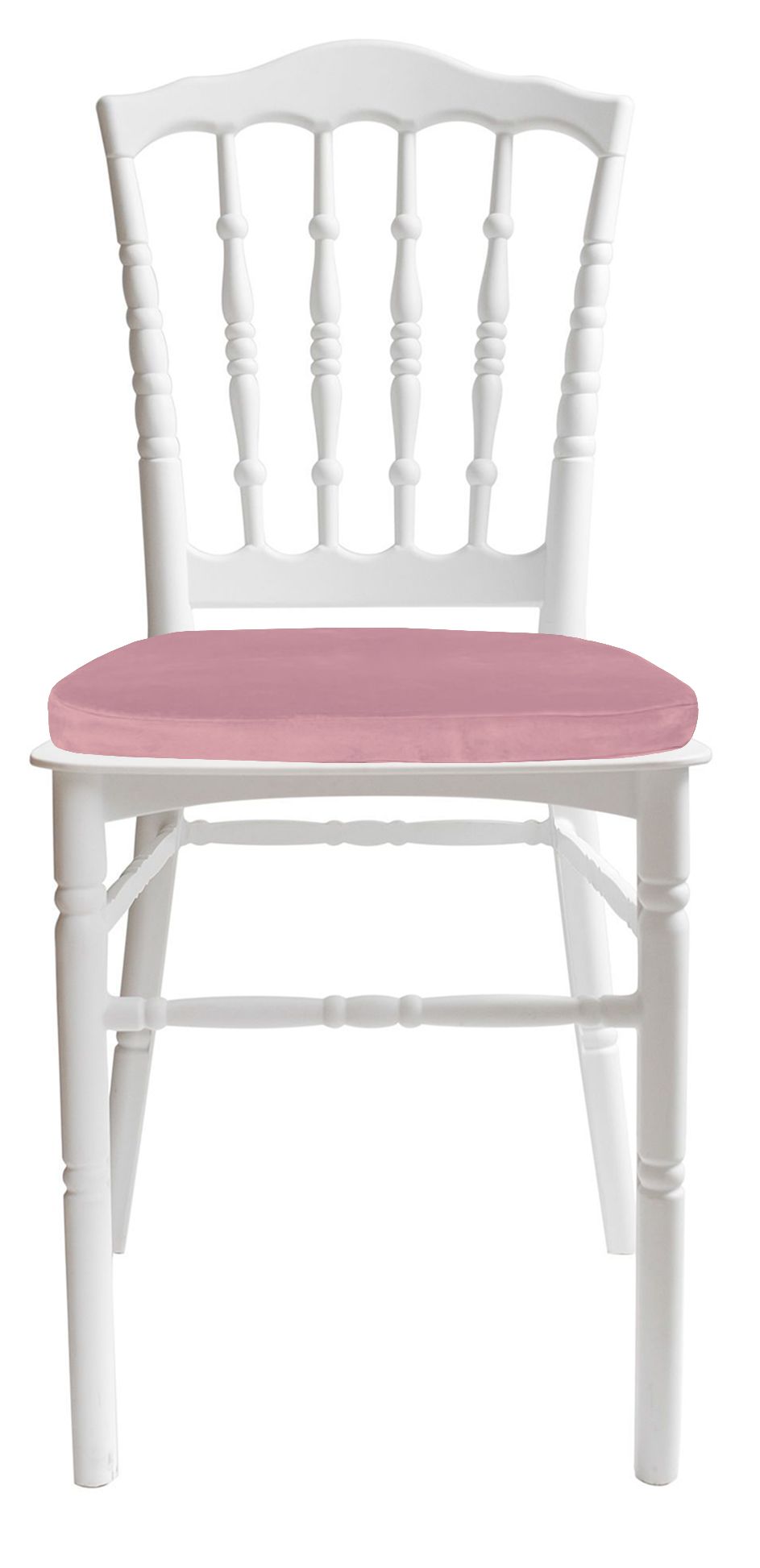 Стул белый УНИСОН с розовой бархатной подушкой #304