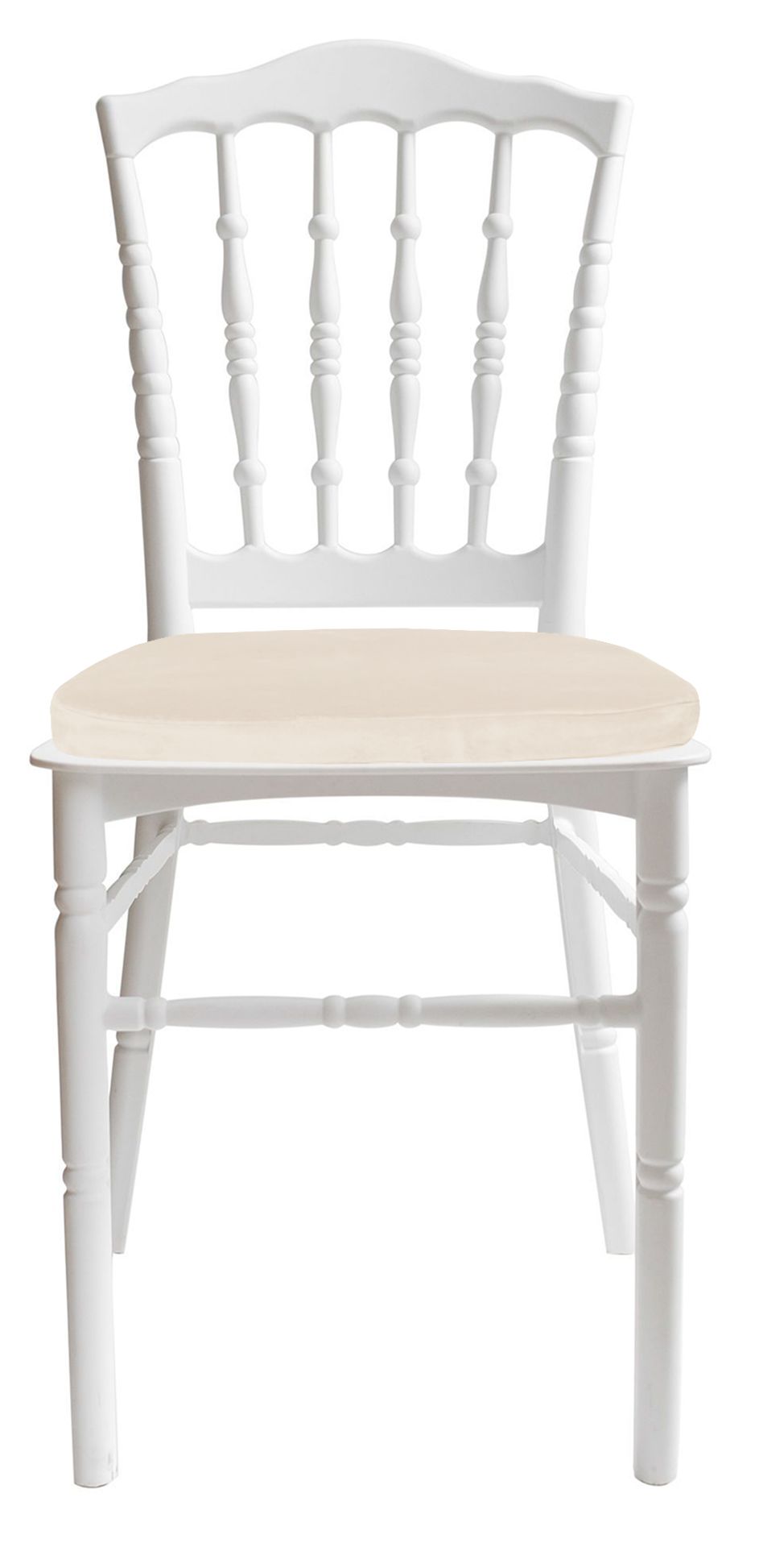 Стул белый УНИСОН со светло-бежевой бархатной подушкой #439