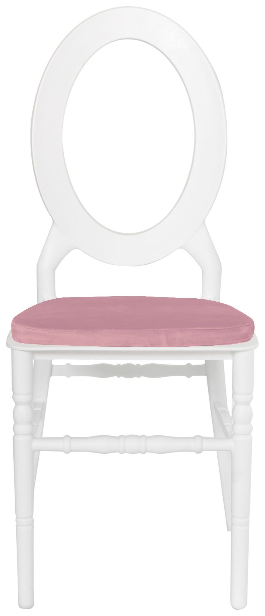 Стул ДОМИНГО белый с розовой бархатной подушкой #304