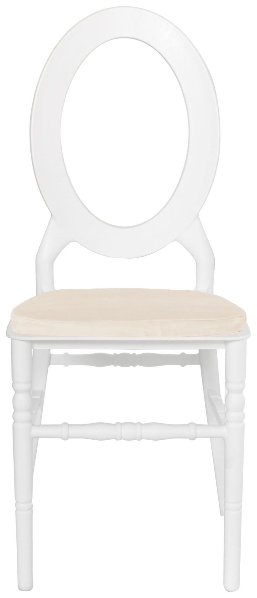 Стул ДОМИНГО белый со светло-бежевой бархатной подушкой #439