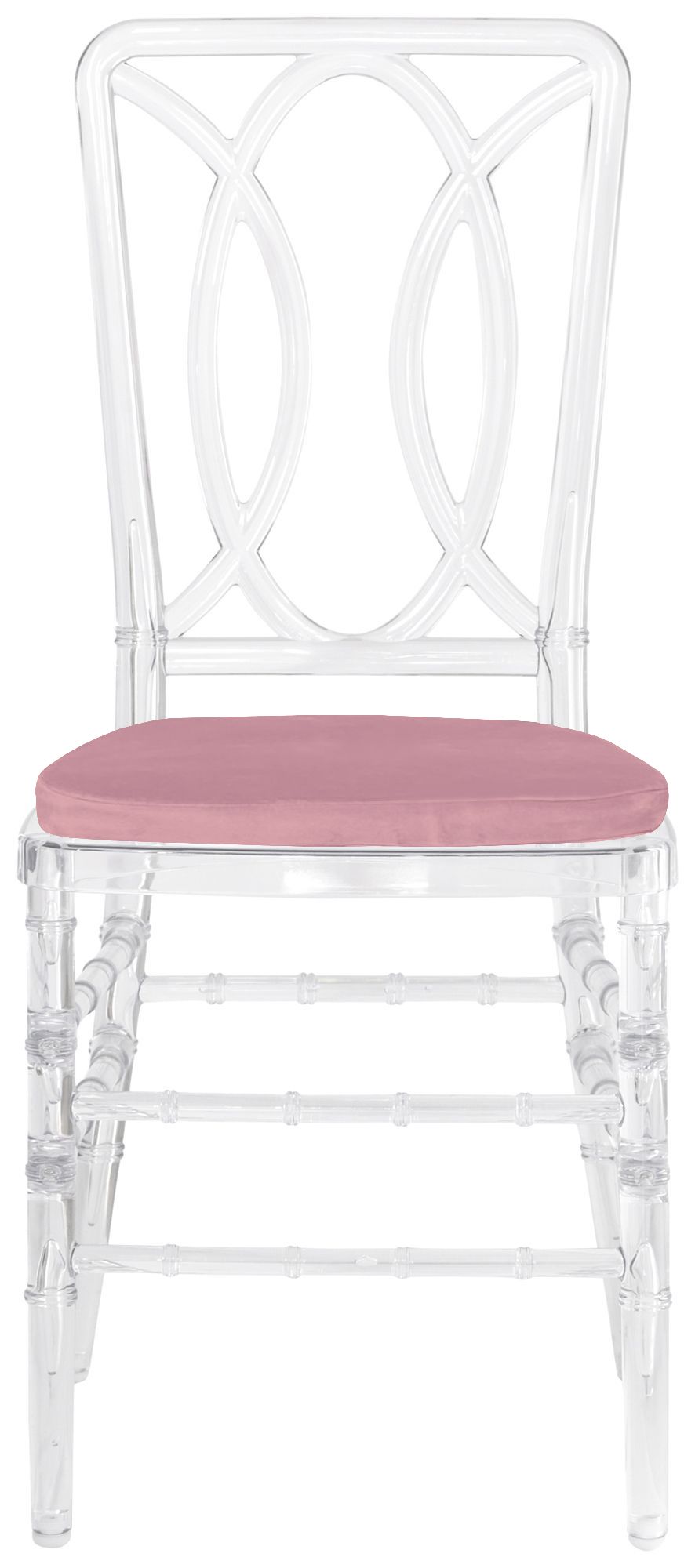 Стул ХЭМПСОН прозрачный с розовой бархатной подушкой #304