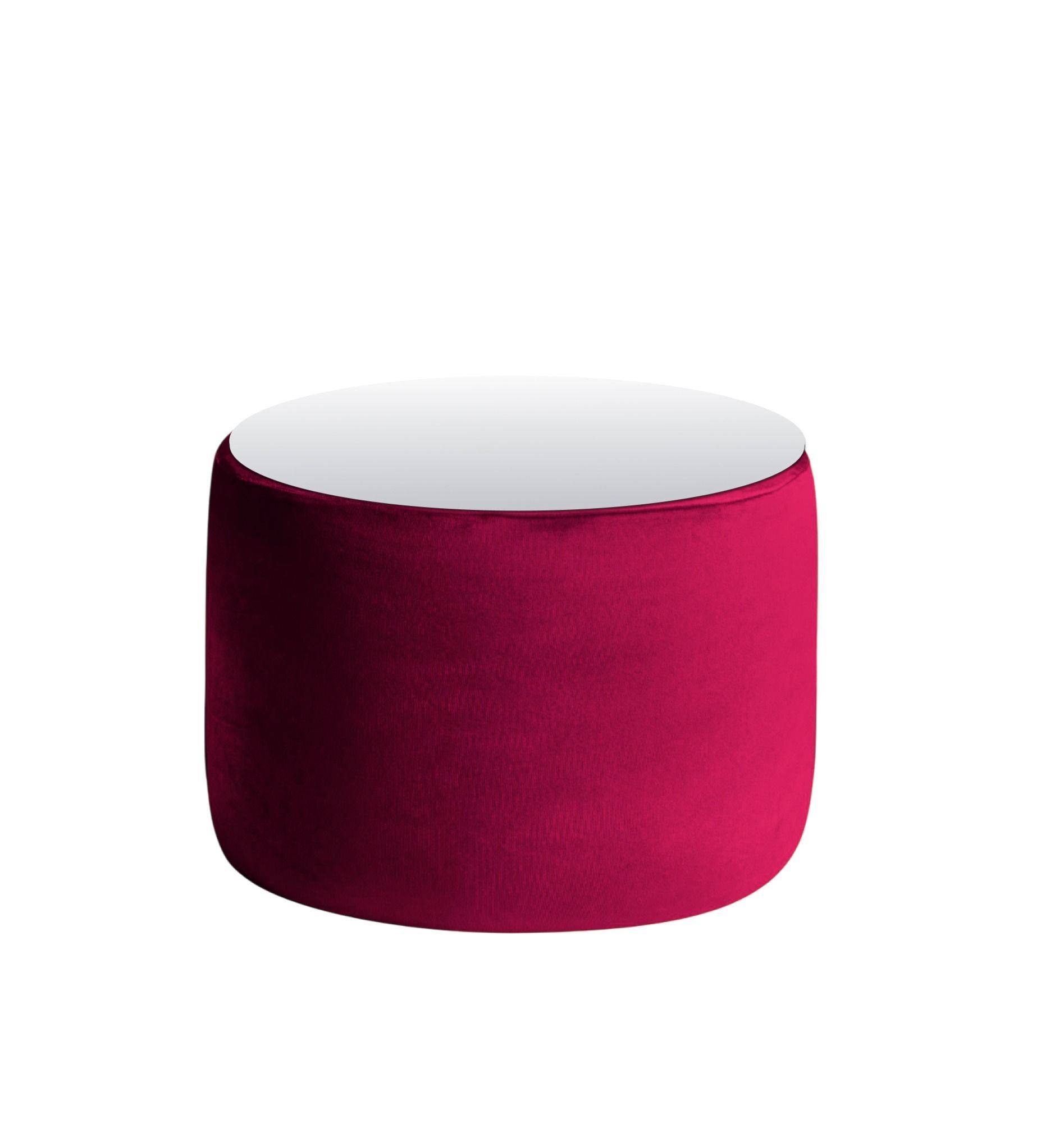 Пуф-стол малый НОРМАН бордовый с зеркальной столешницей #325