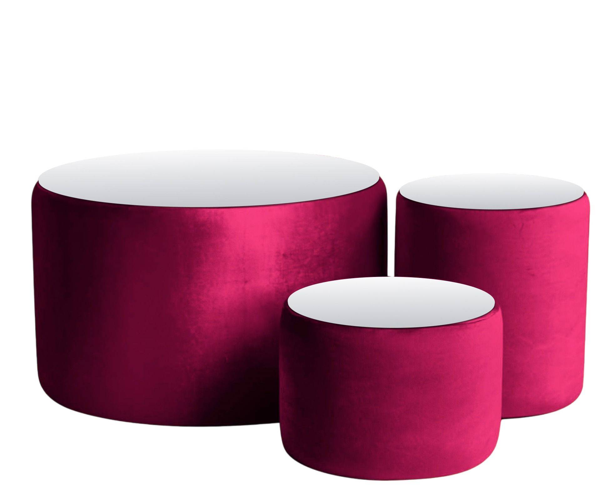Пуфы-столы НОРМАН бордовые – набор из 3 #325
