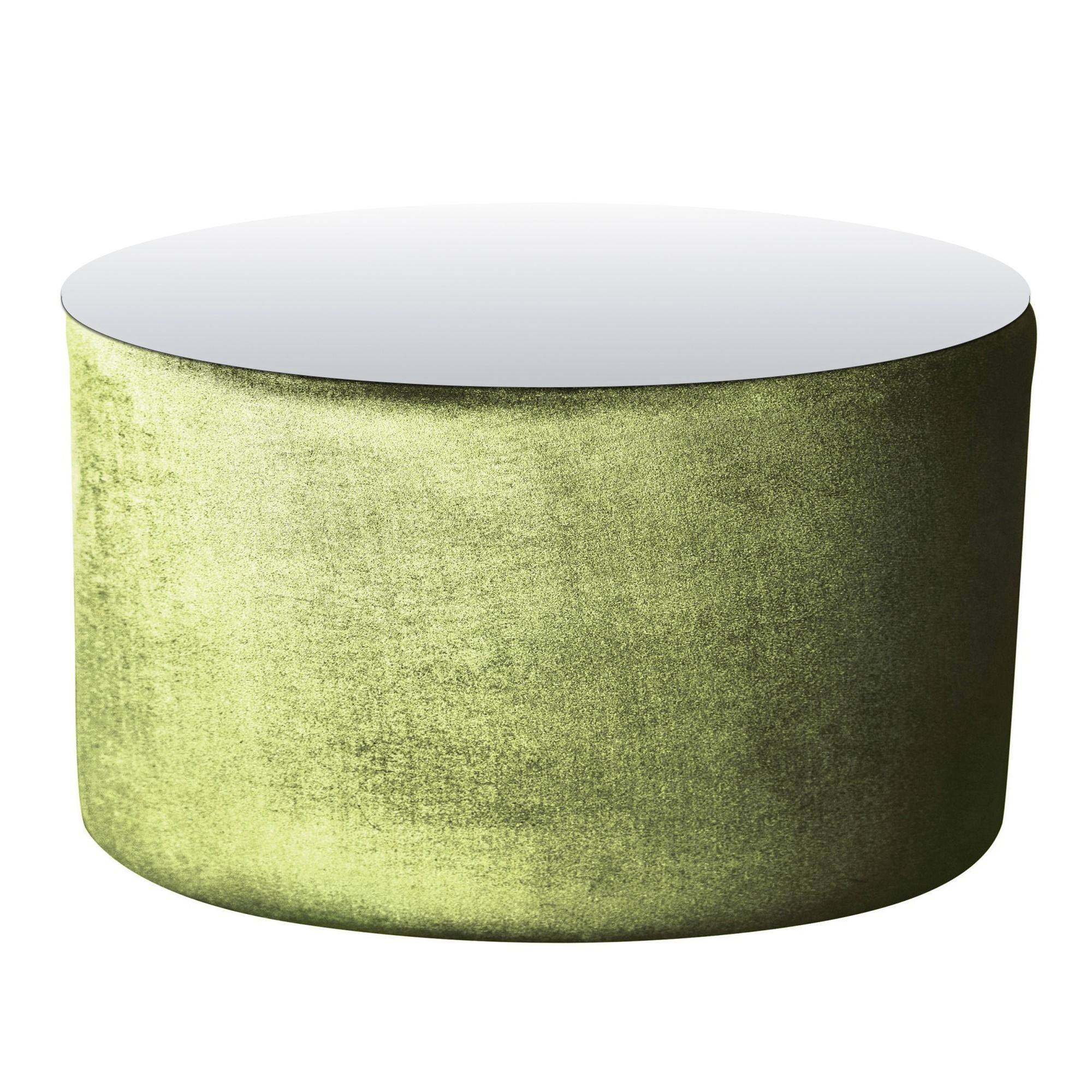 Пуф-стол НОРМАН зеленый с зеркальной столешницей #315/339