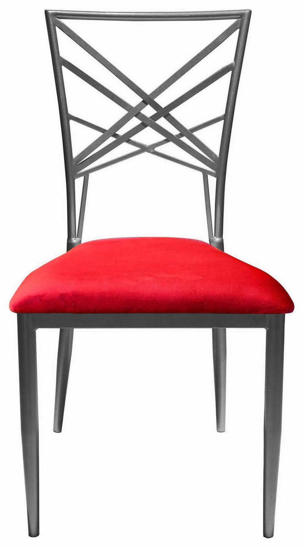 Стул серебряный ОКТАВА красный бархатный #323