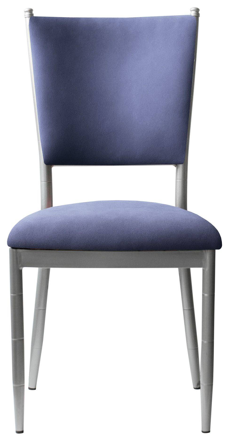 Стул серебряный БРЭМ жемчужно-синий бархатный #309
