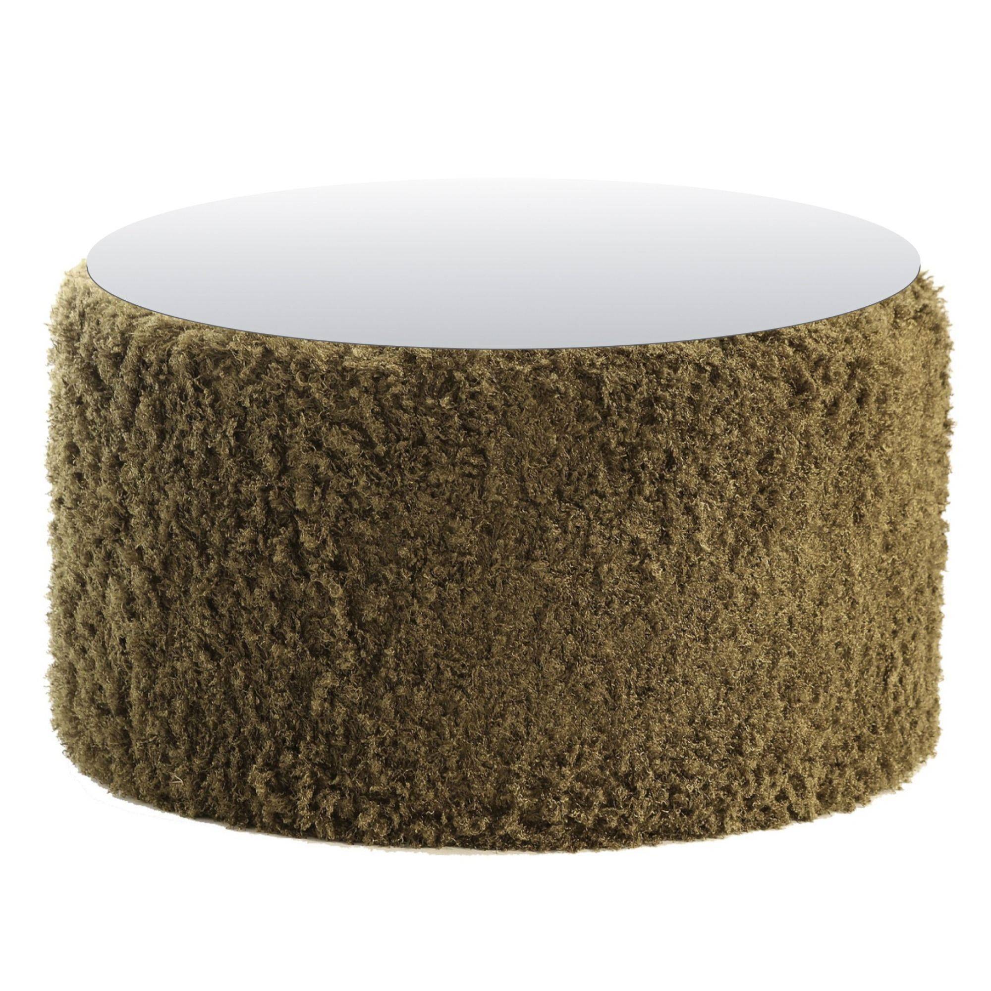 Пуф-стол НОРМАН мшистый с зеркальной столешницей #810
