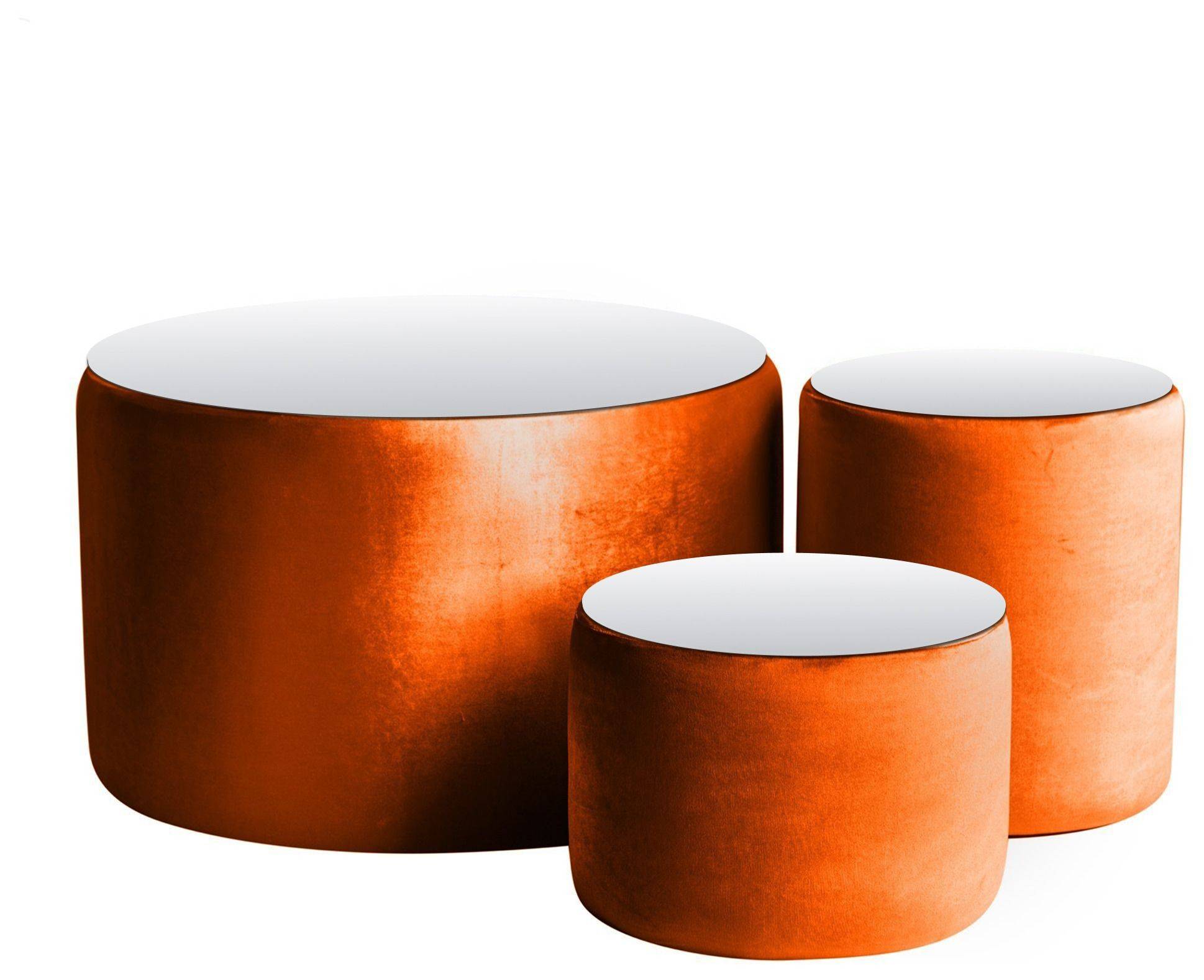 Пуфы-столы НОРМАН тыквенные – набор из 3 #320