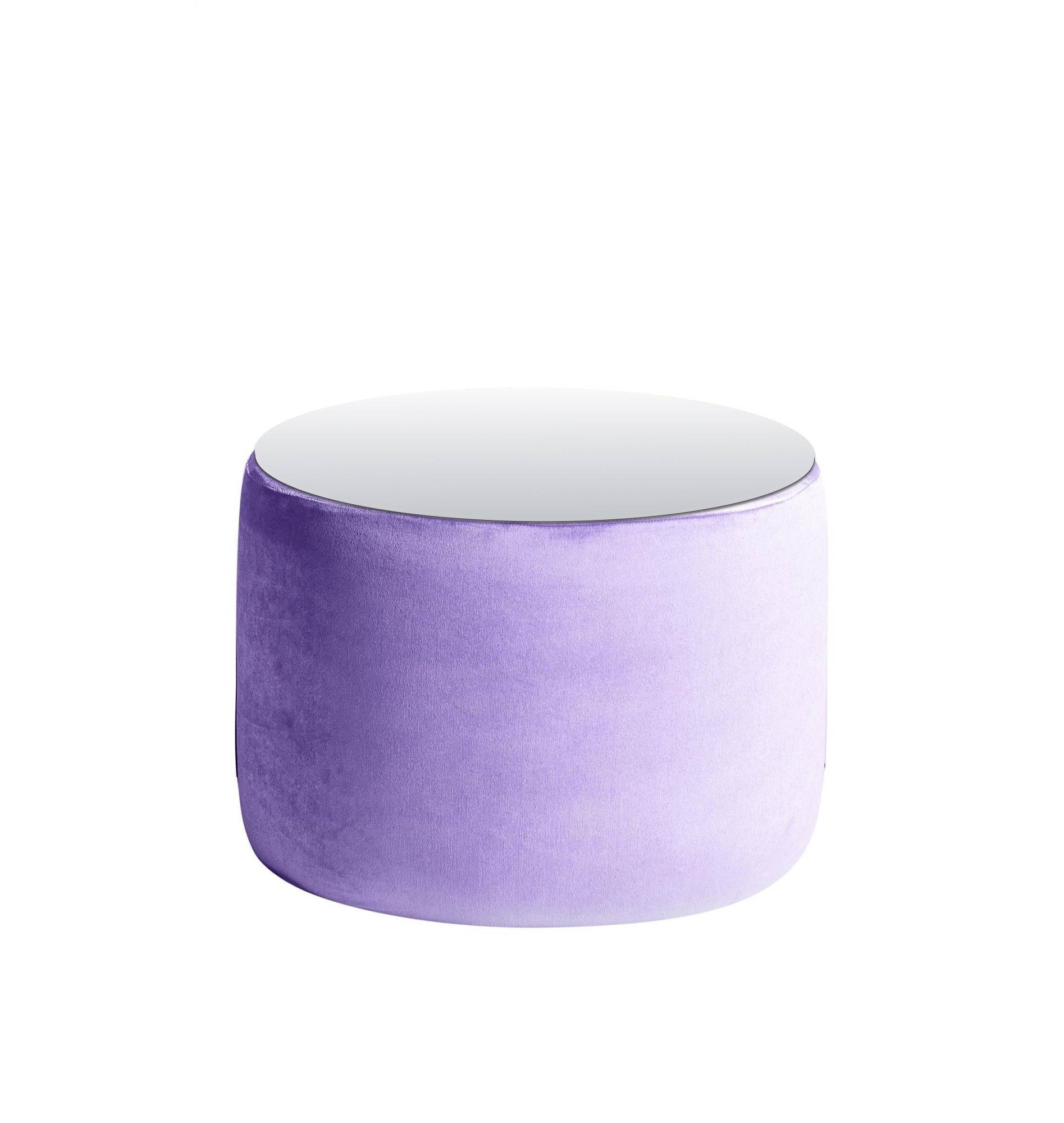 Пуф-стол малый НОРМАН лавандовый с зеркальной столешницей #306