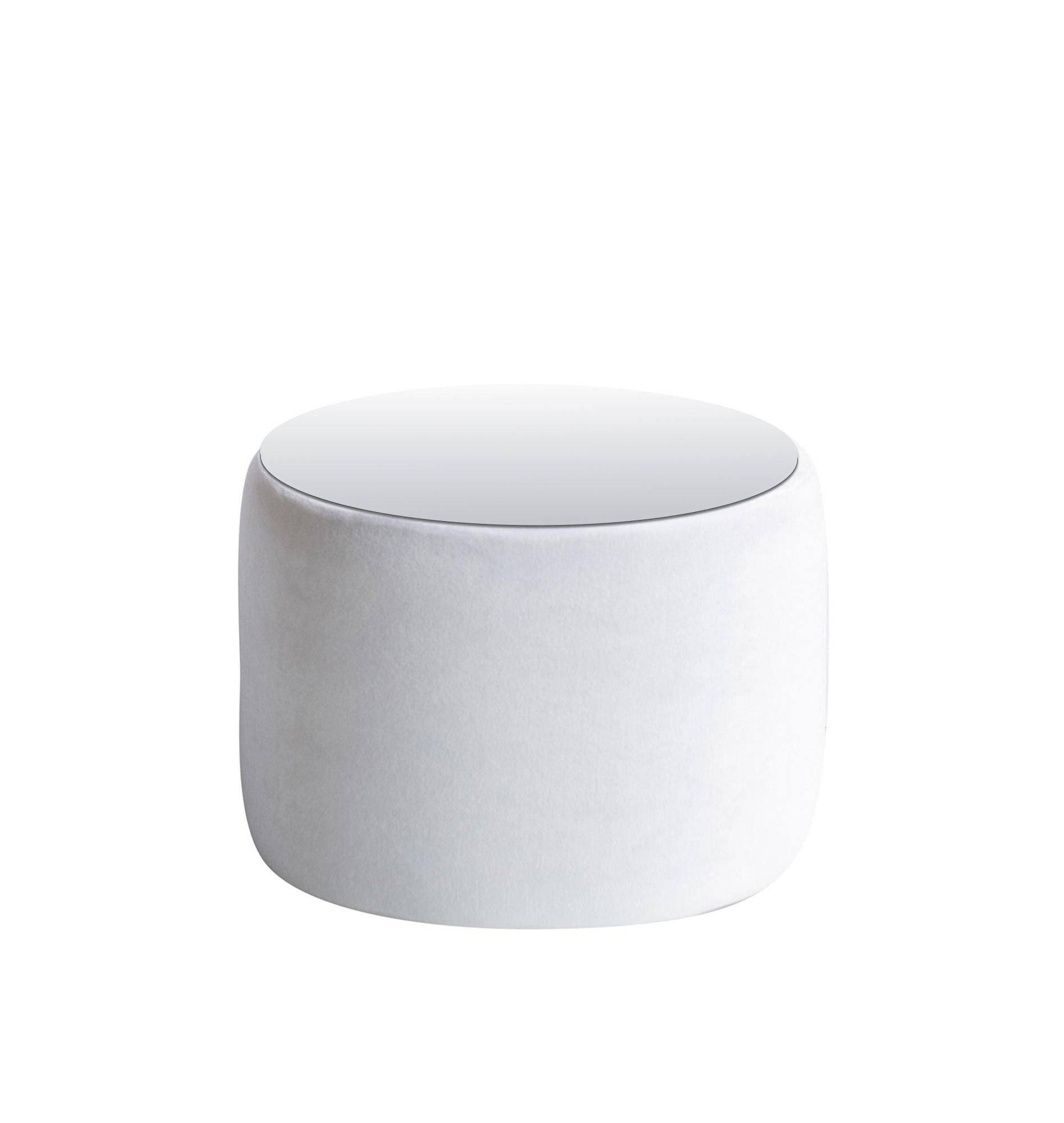 Пуф-стол малый НОРМАН белый с зеркальной столешницей #301