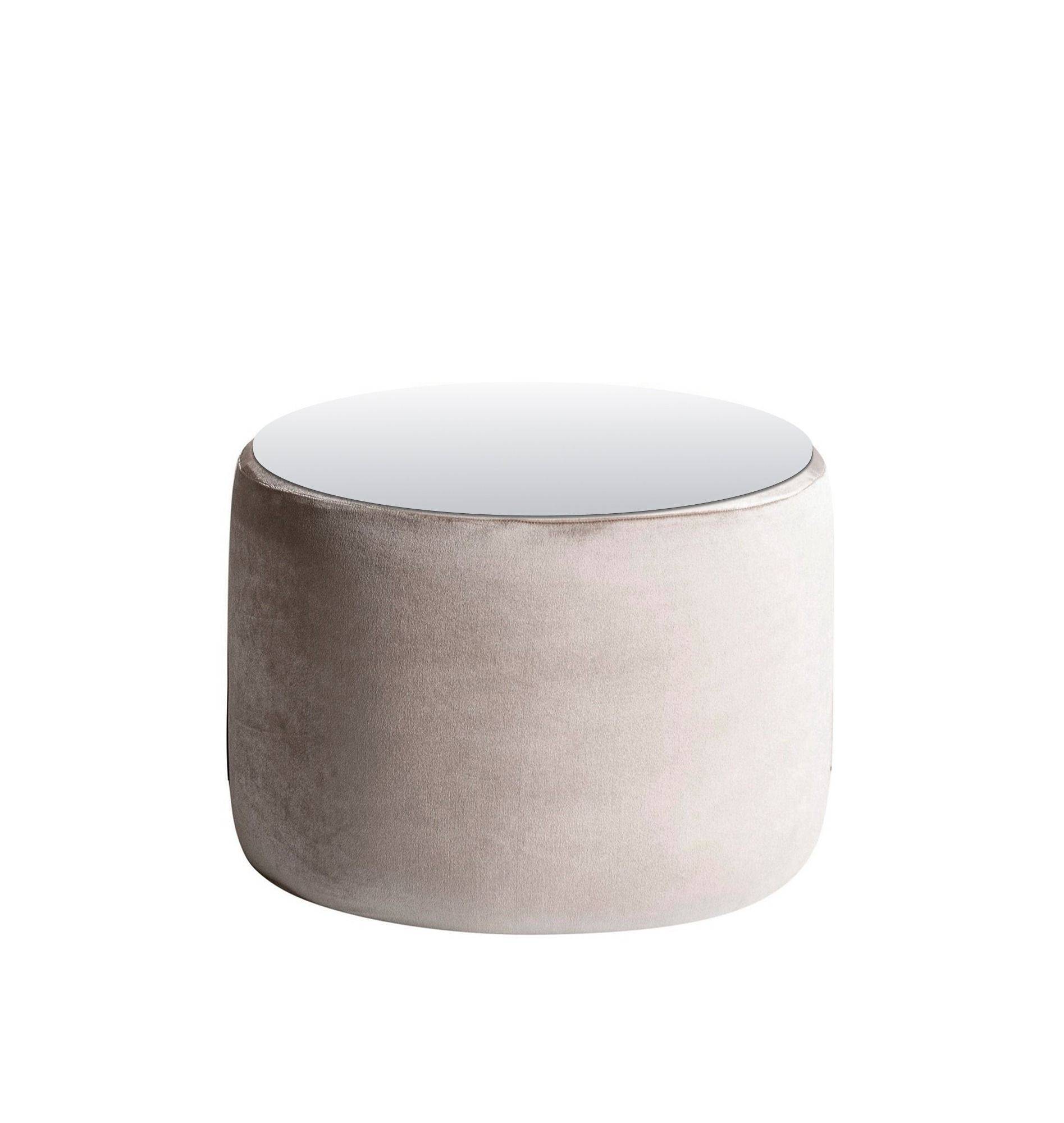 Пуф-стол малый НОРМАН бежевый с зеркальной столешницей #403