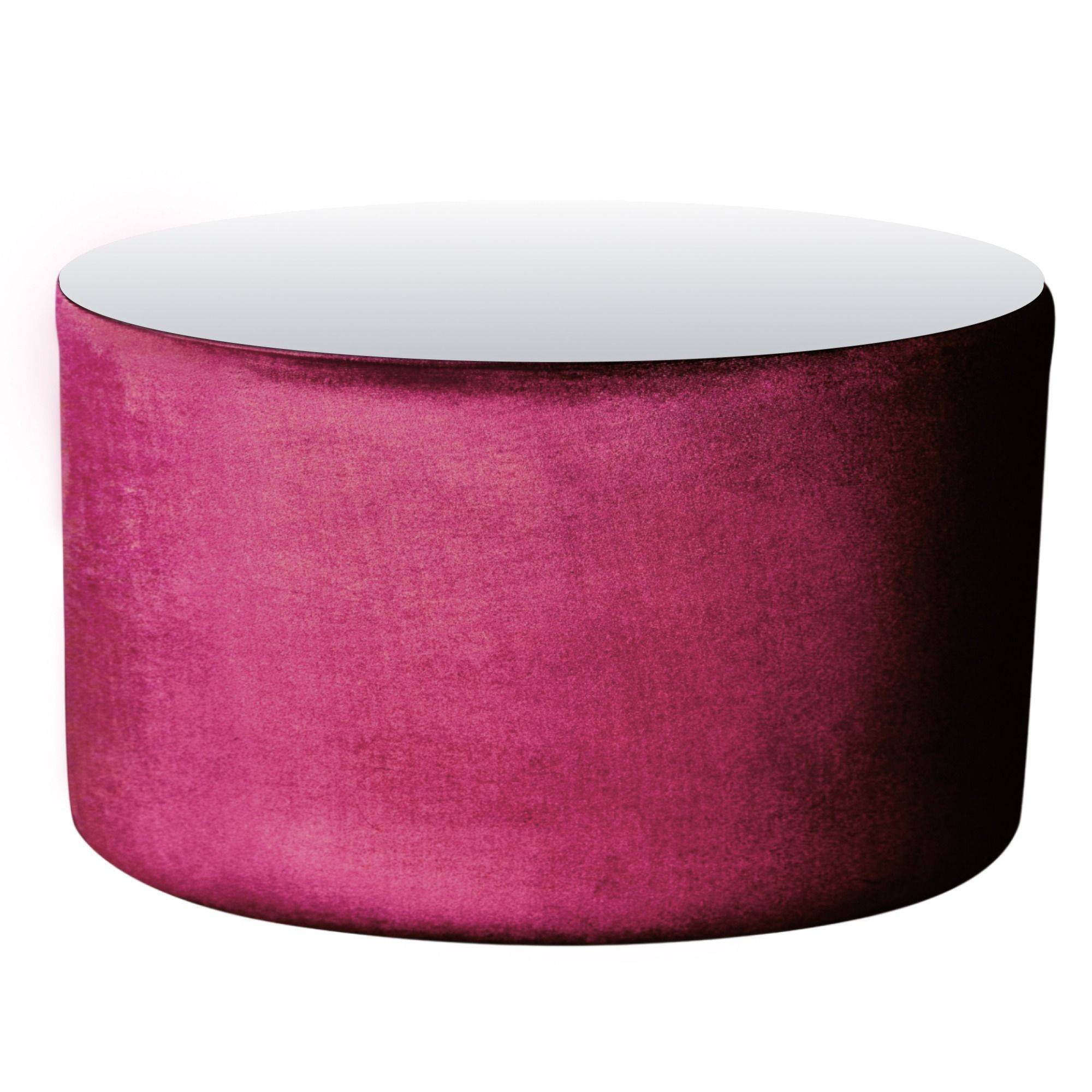 Пуф-стол НОРМАН бордовый с зеркальной столешницей #325