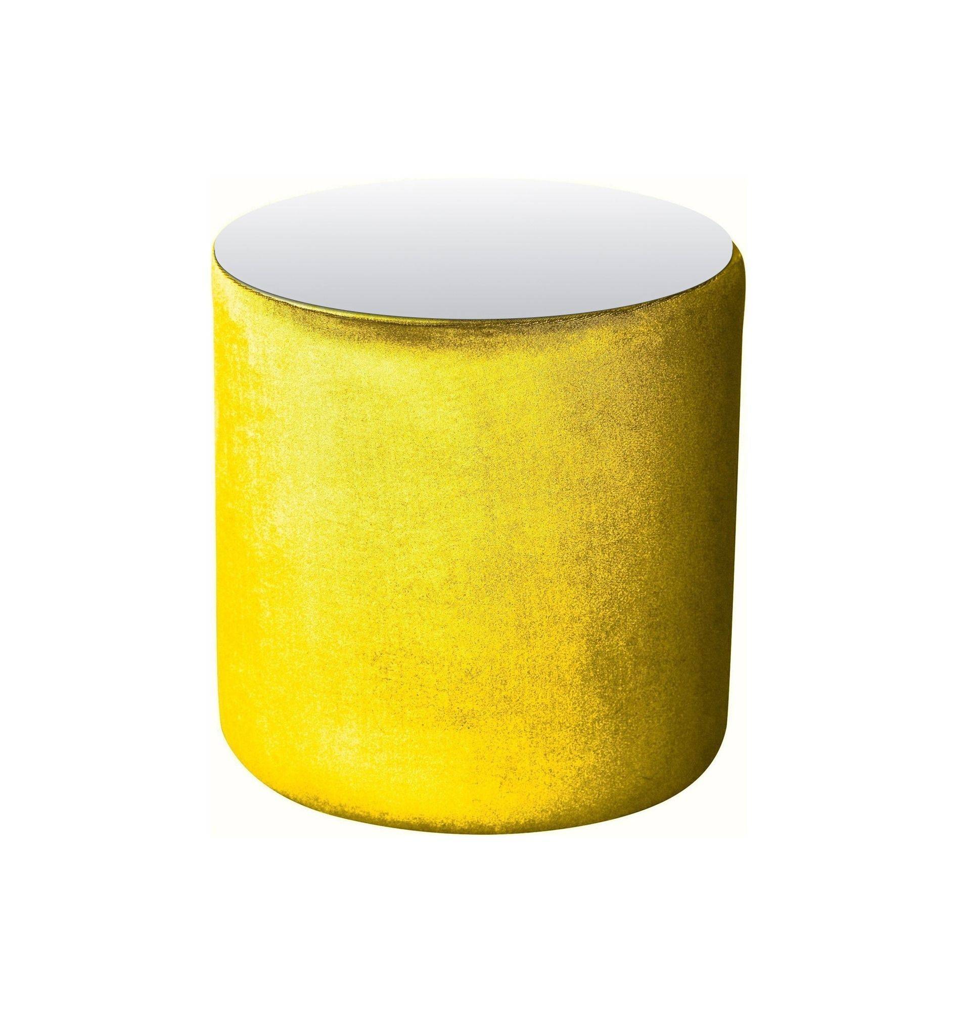 Пуф-стол средний НОРМАН лимонный с зеркальной столешницей #314