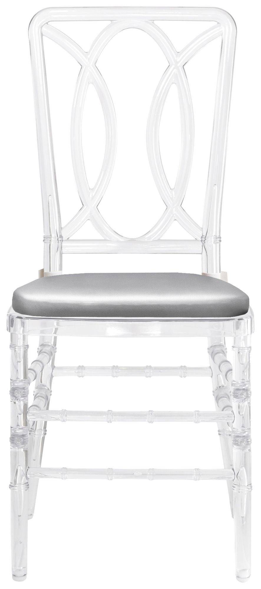 Стул ХЭМПСОН прозрачный с серебряной подушкой #811