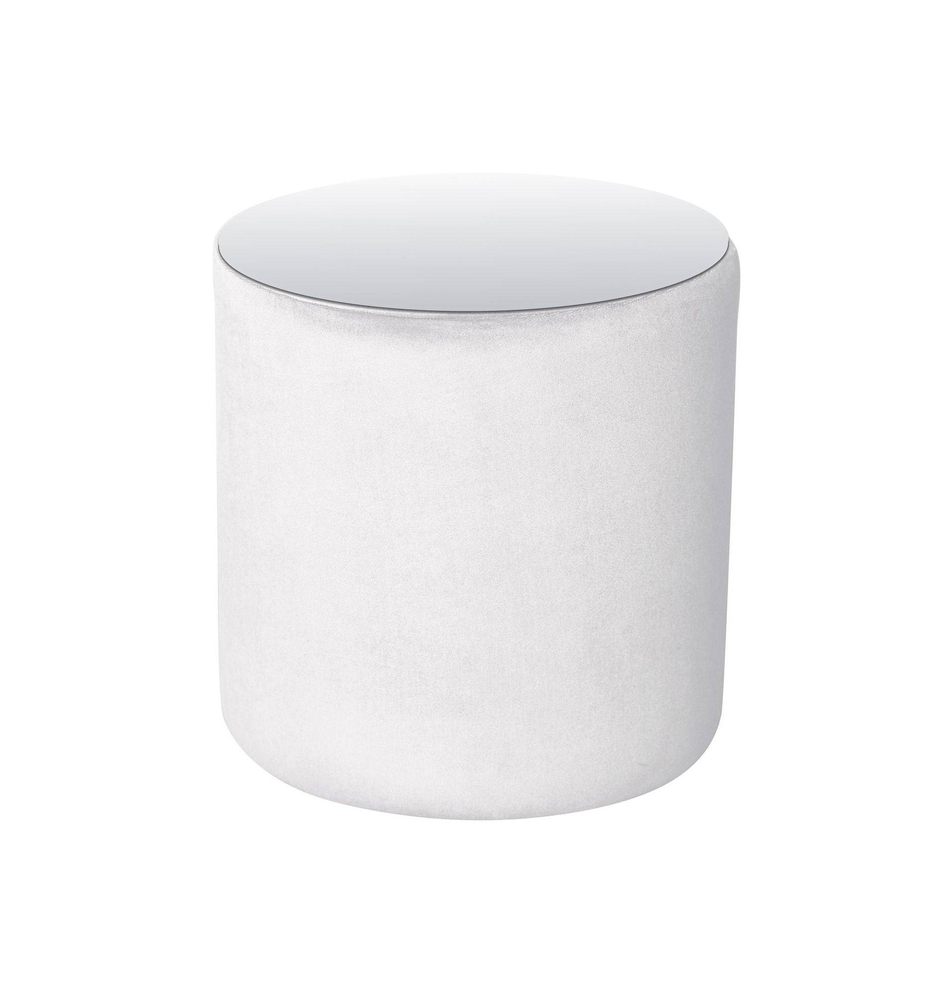 Пуф-стол средний НОРМАН белый с зеркальной столешницей #301