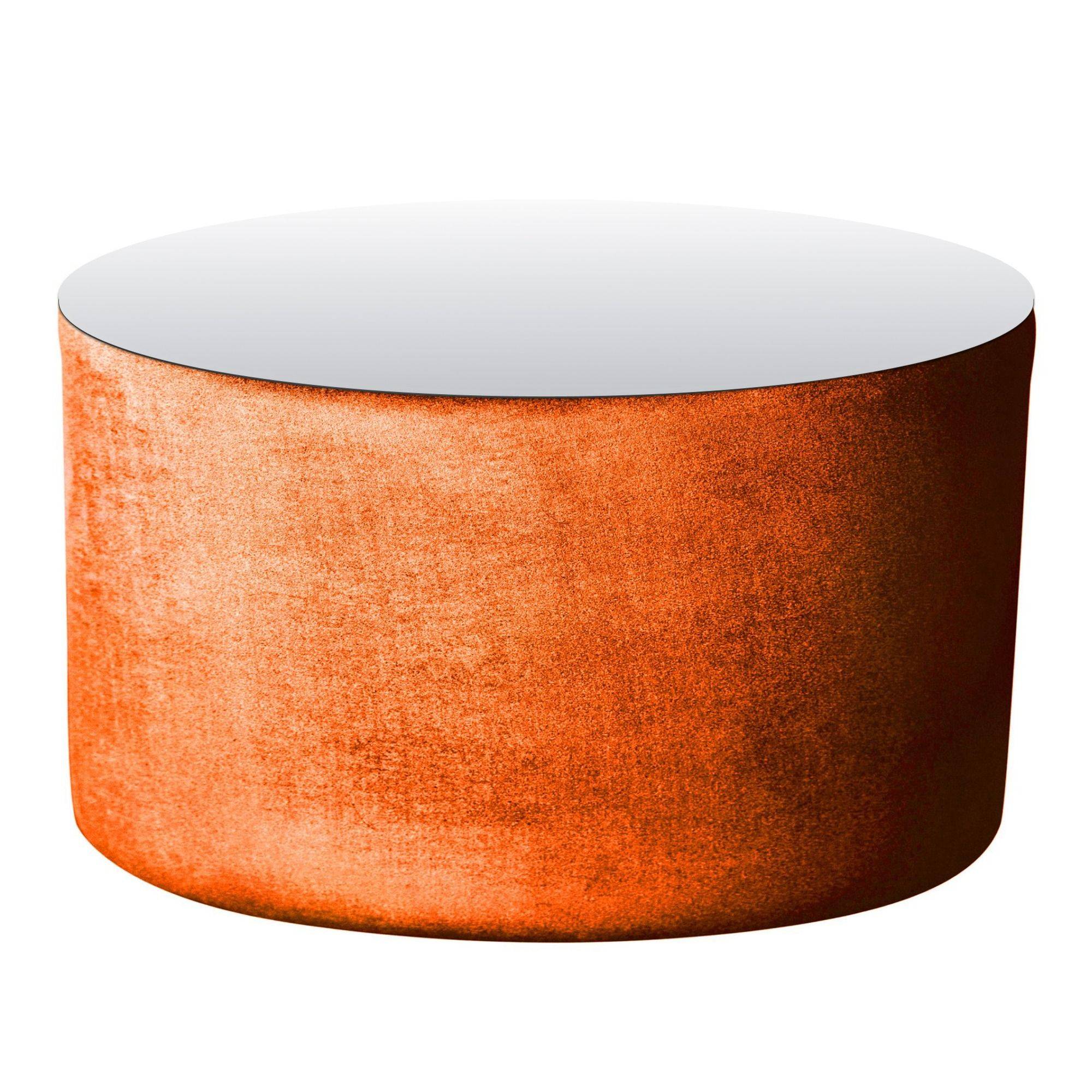 Пуф-стол НОРМАН тыквенный с зеркальной столешницей #320