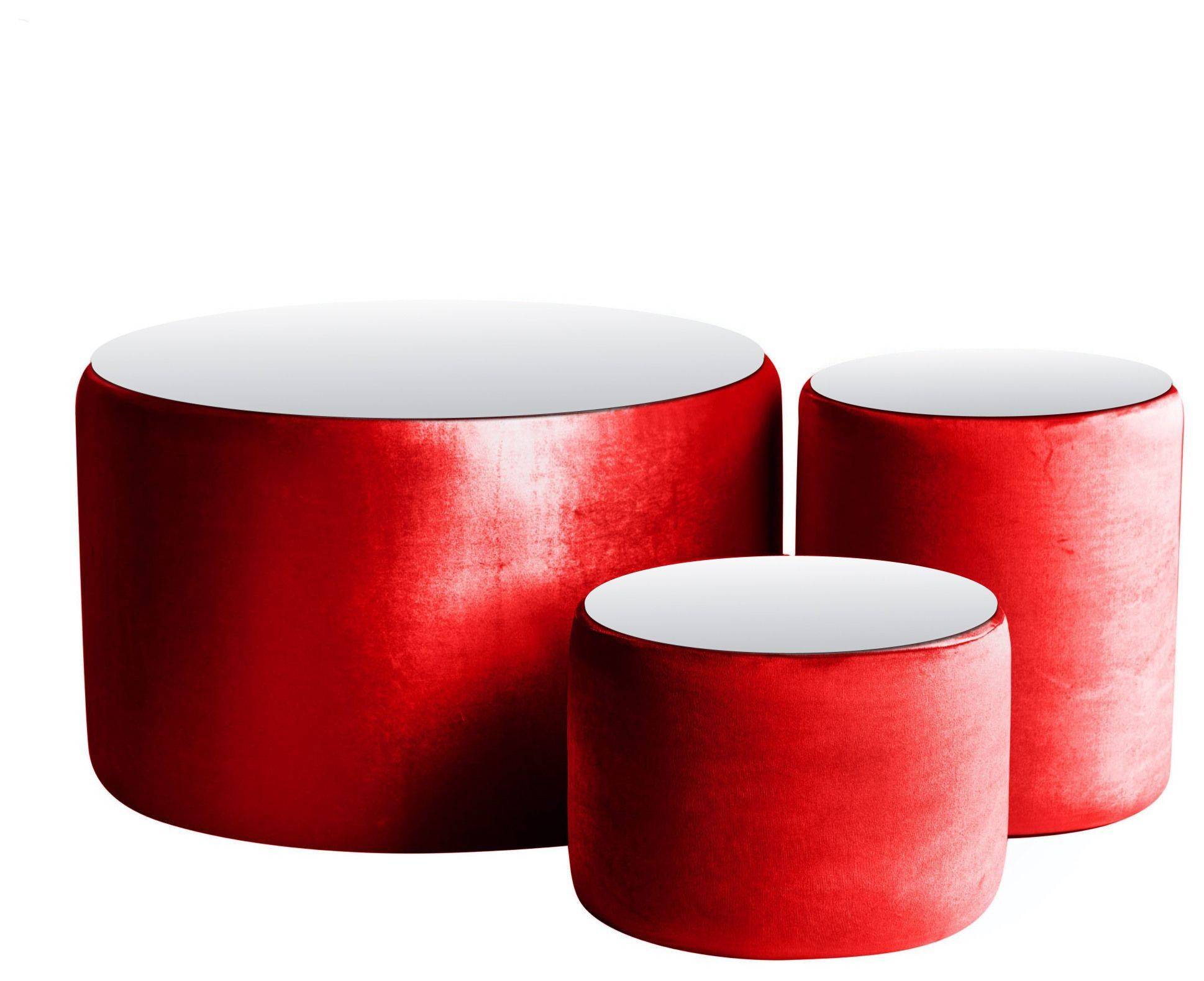 Пуфы-столы НОРМАН красные – набор из 3 #323