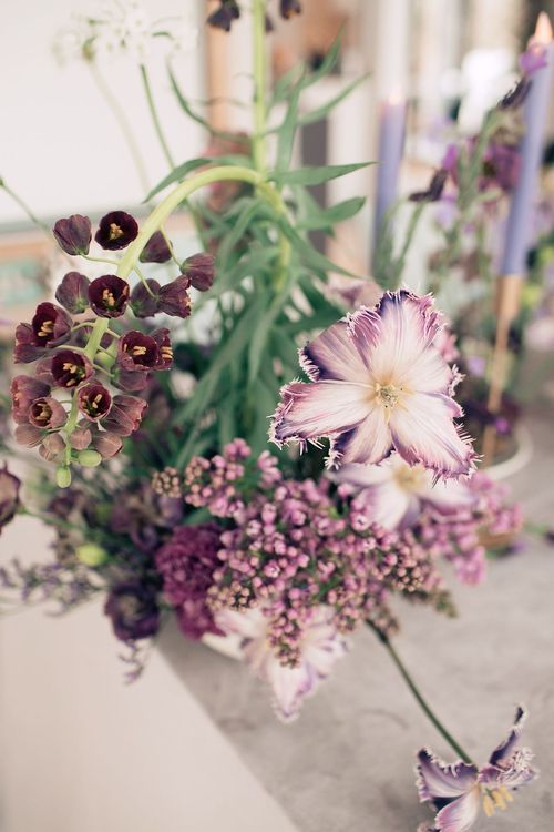 Лавандовые оттенки за прямоугольным столом