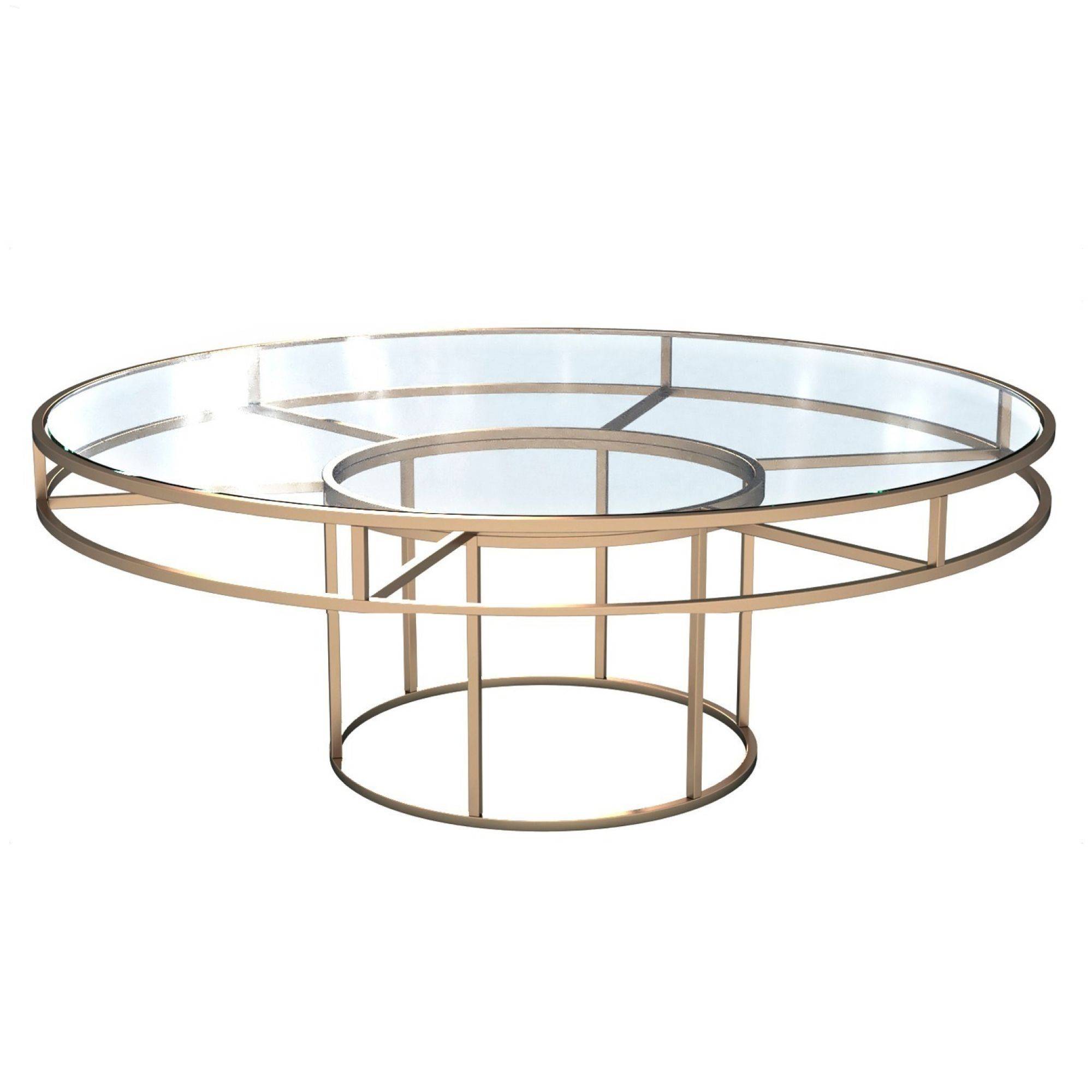 Аренда стол КОРНЕЛЛ круглый золотой прозрачный низкий | Go Rent