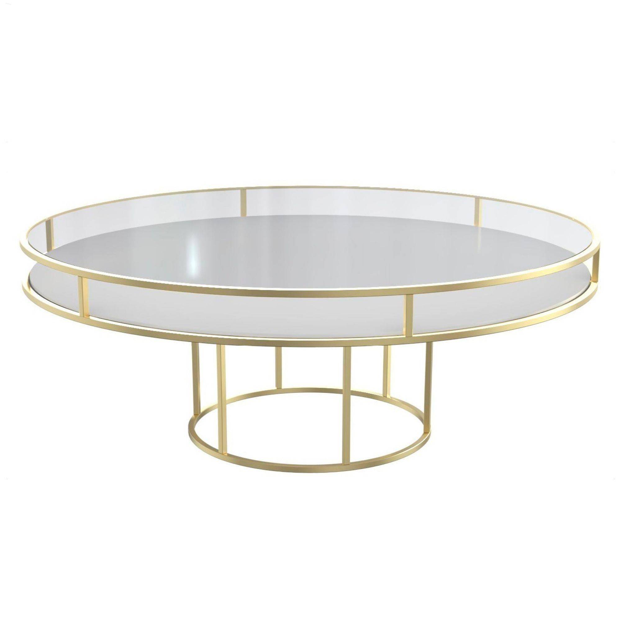 Стол КОРНЕЛЛ круглый бело-золотой низкий в аренду | Go Rent