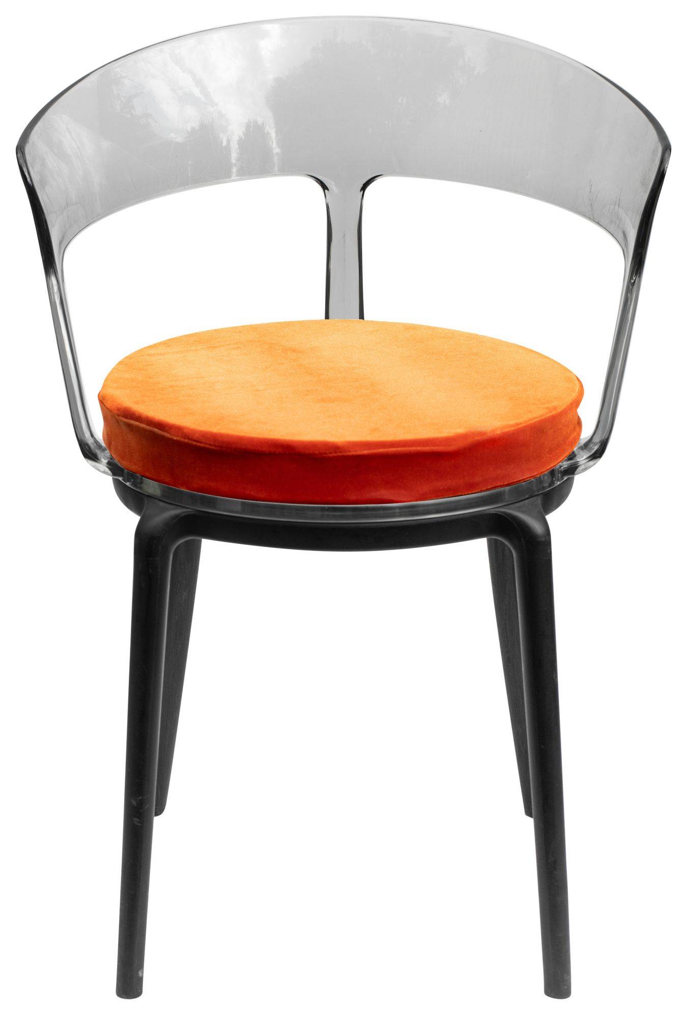 Стул дымчатый РУФФО с тыквенной бархатной подушкой #320