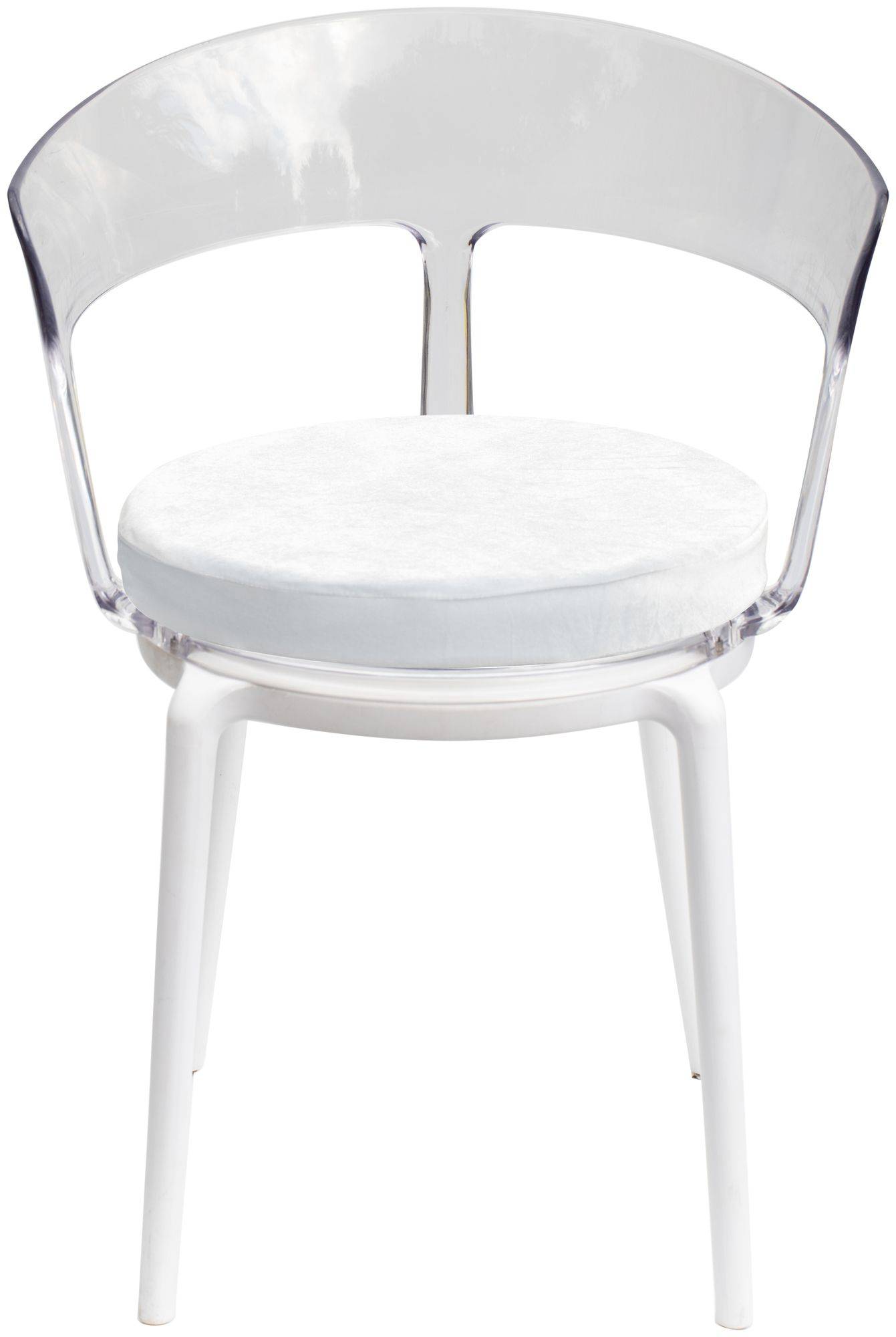 Аренда стул РУФФО прозрачный с белой бархатной подушкой | Go Rent