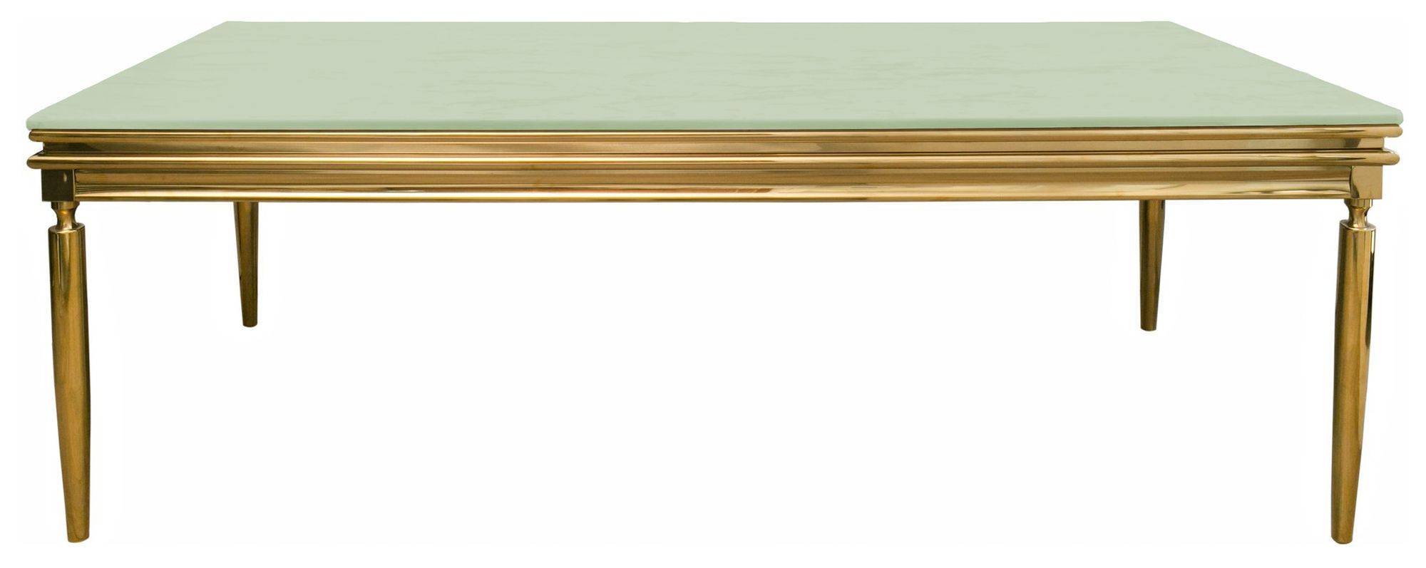 Стол КАБРИОЛЬ прямоугольный золотой с бархатной ПАПОРОТНИКОВОЙ столешницей в аренду | Go Rent