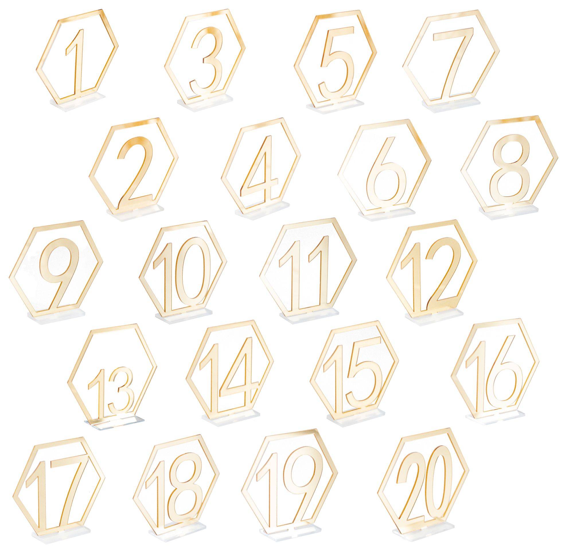 Номерки для стола золотые ЭРБ - комплект 1-20