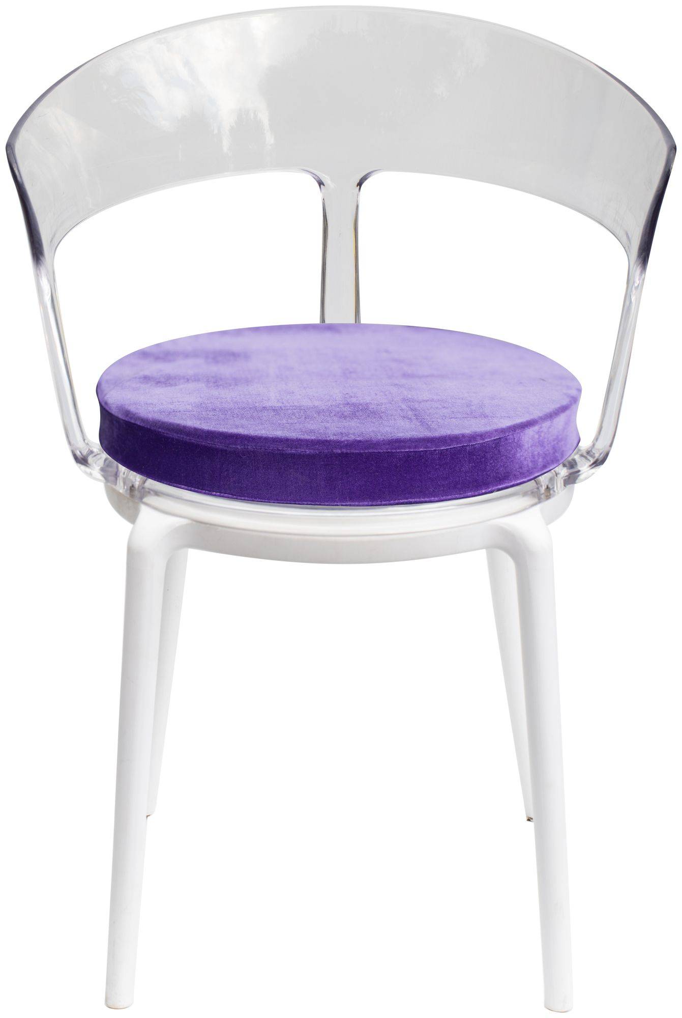Аренда стул РУФФО прозрачный с лавандовой бархатной подушкой | Go Rent