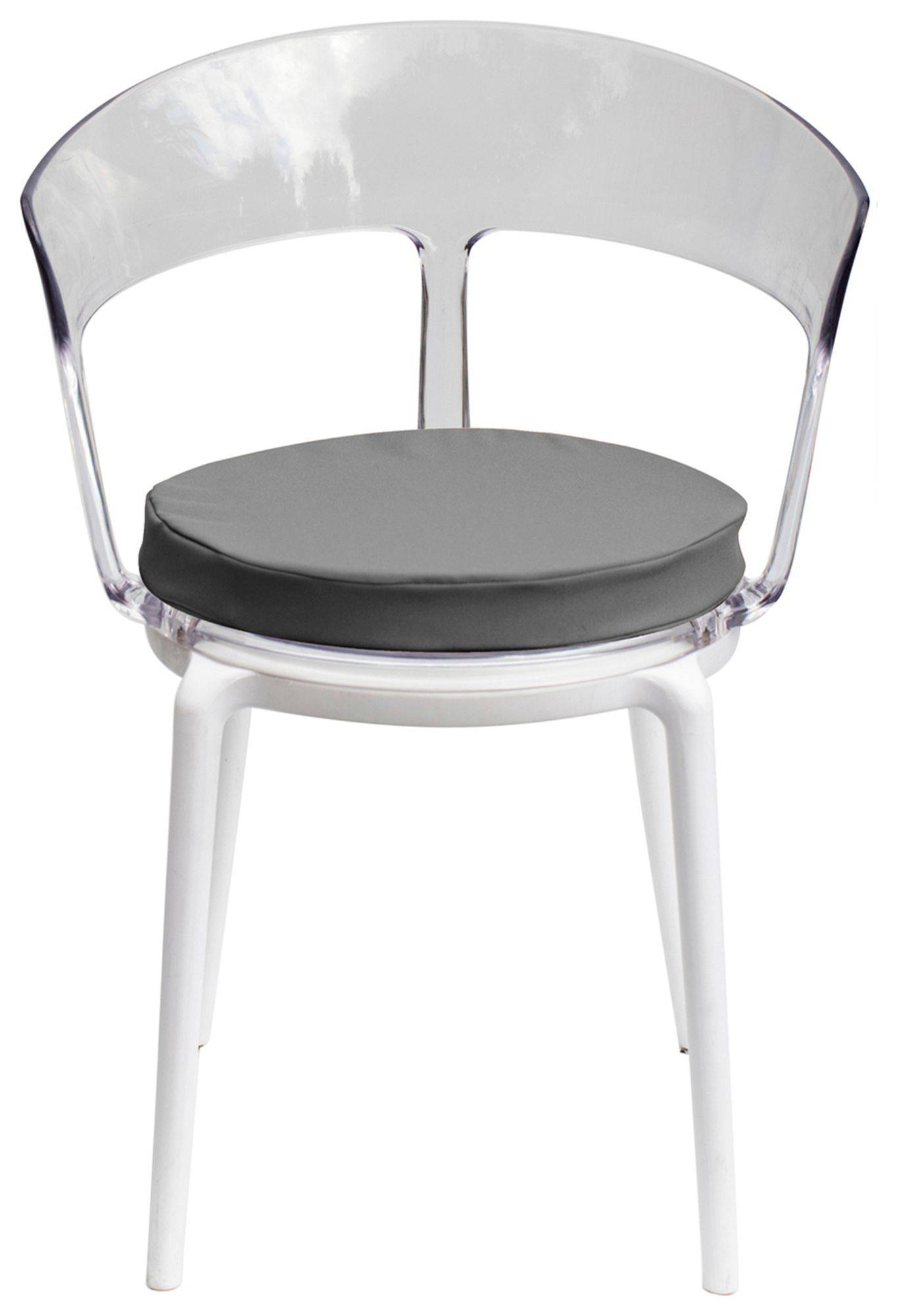 Стул прозрачный РУФФО с серой габардиновой подушкой #538