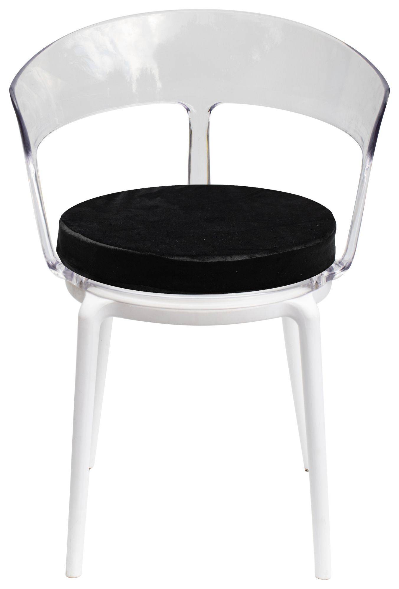 Стул РУФФО прозрачный с черной бархатной подушкой в аренду | Go Rent