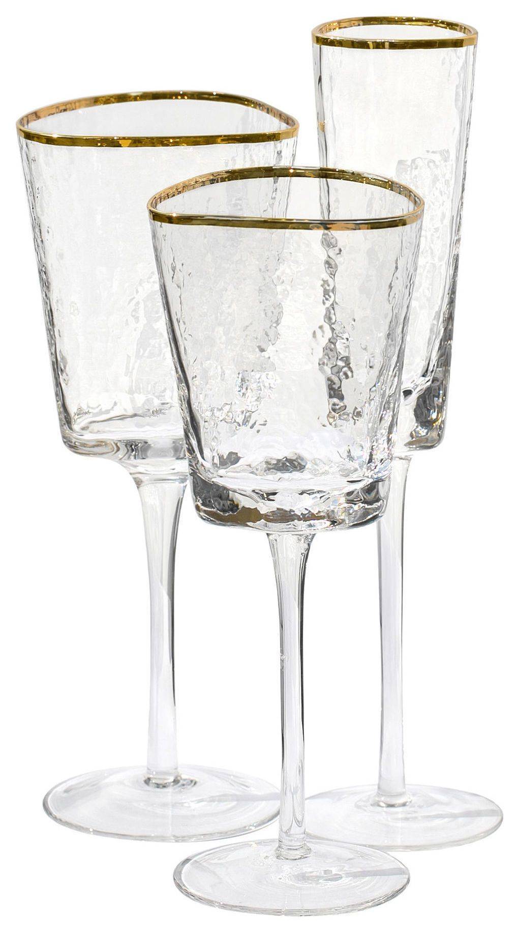 ЭВАНС бокалы прозрачные с золотым кантом - набор из 3